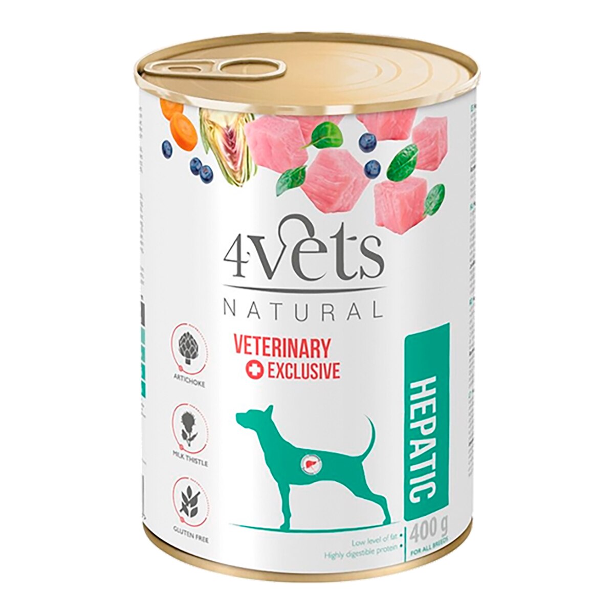 4Vets – Comida húmeda para perros adultos 4Vets Natural Hepatic Dietas Veterinarias pavo 400 g.