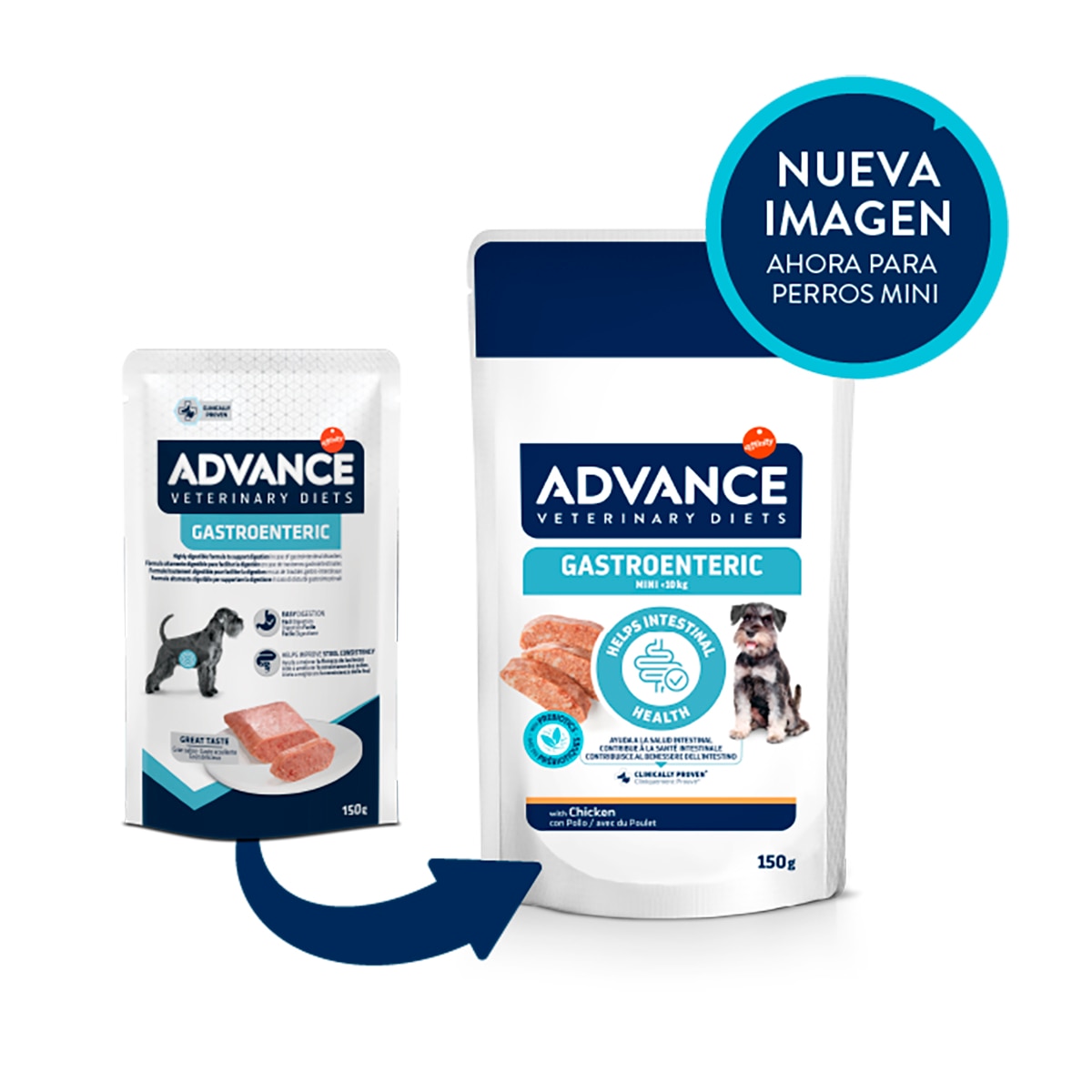 Imagen 2 de Comida húmeda para perros cachorros y adultos Mini Advance Gastro Intestinal Dietas Veterinarias pollo 150 g