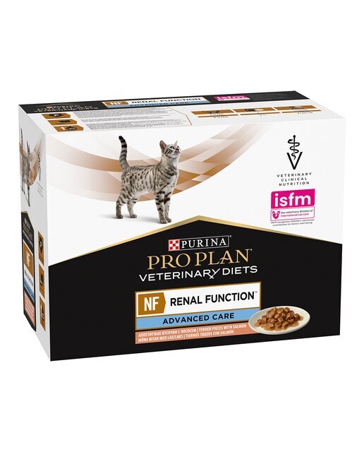 Comida húmeda para gatos adultos Purina Pro Plan Función Renal Dietas Veterinarias salmón 10 sobres