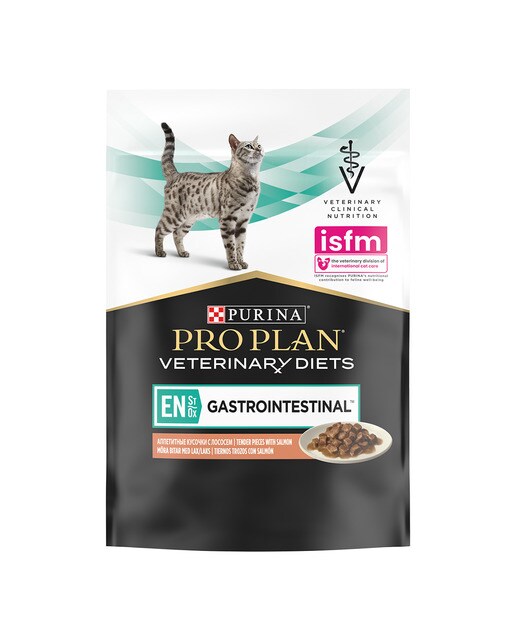 Comida húmeda para gatitos y gatos adultos Purina Pro Plan Gastrointestinal Dietas Veterinarias salmón 10 sobres 2