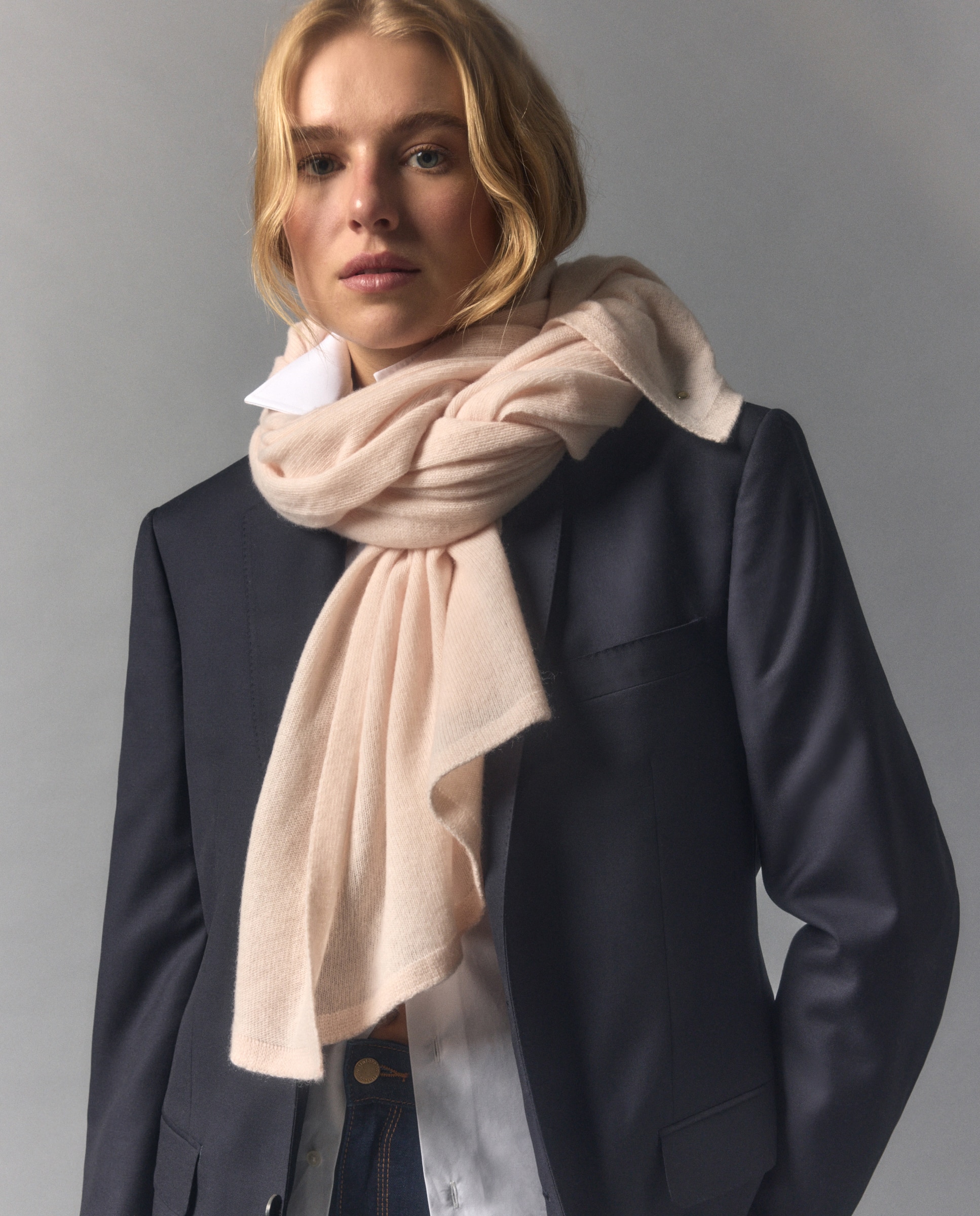 Cachecol de Lã e Caxemira Rosa-claro-4