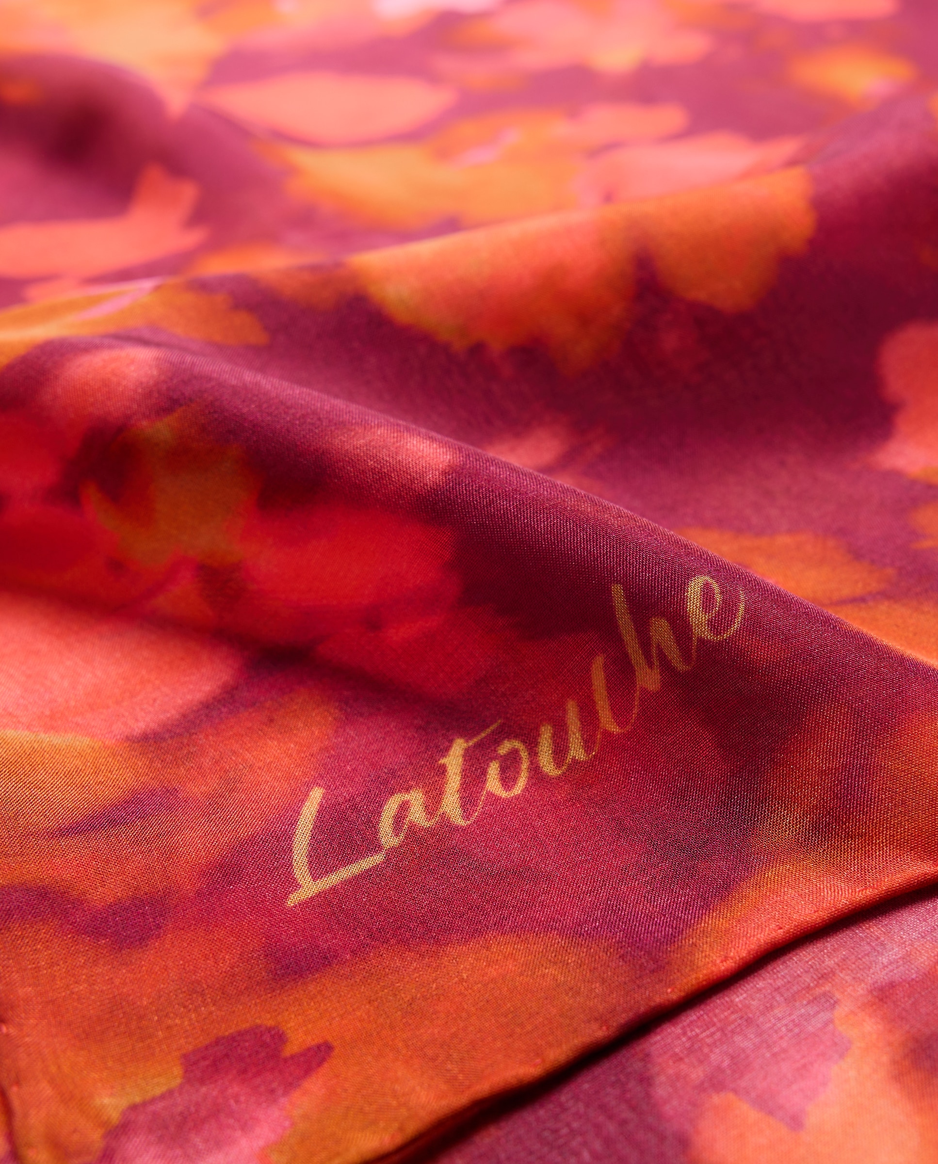 Chiffon 100% Seda com Estampado Laranja-queimado-3