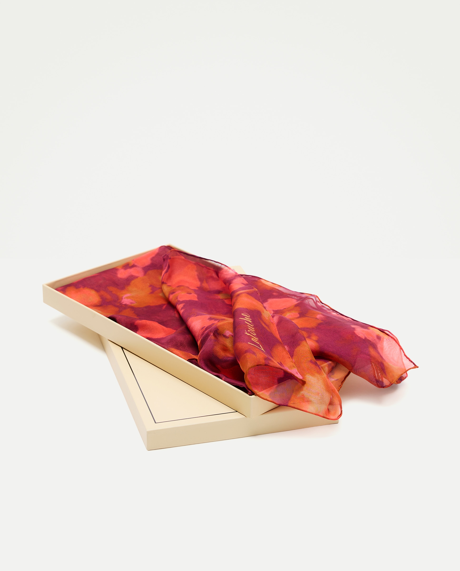 Chiffon 100% Seda com Estampado Laranja-queimado-4