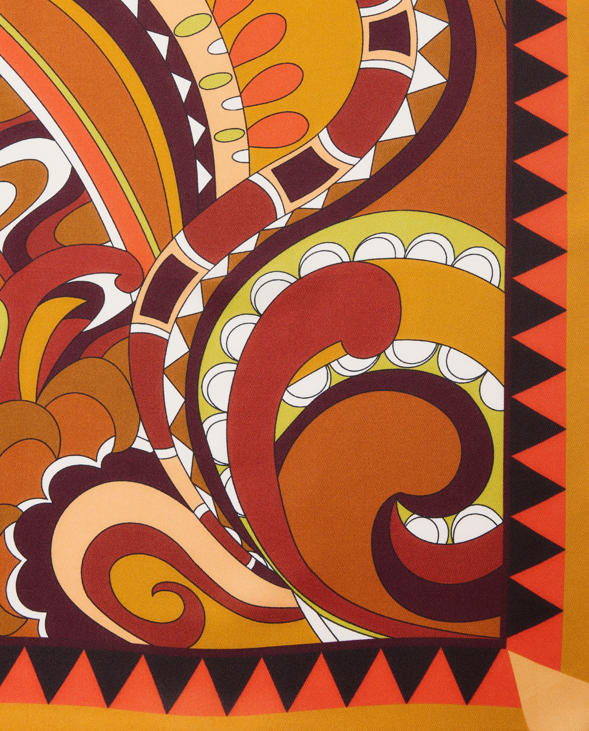 Lenço de Sarja 100% Seda com Estampado Laranja-queimado-4