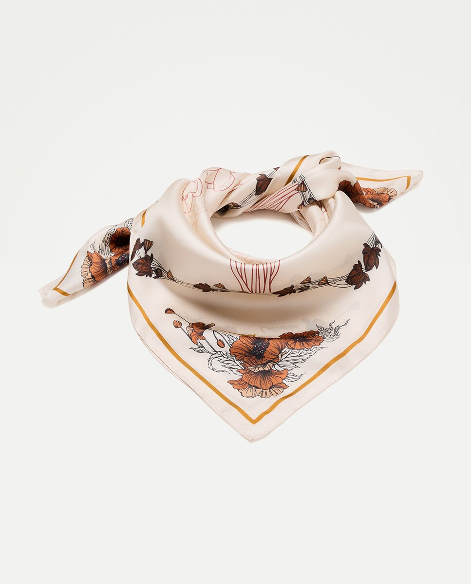 Imagen 0 de Pañuelo twill 100% seda con estampado 120 Crudo