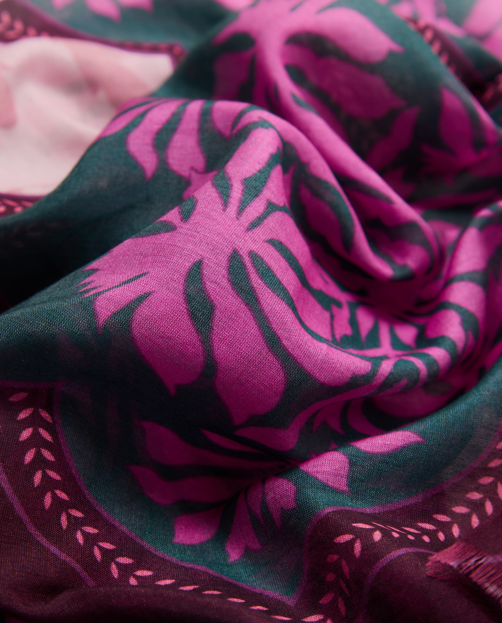 Écharpe de Algodão e Seda Rosa-3