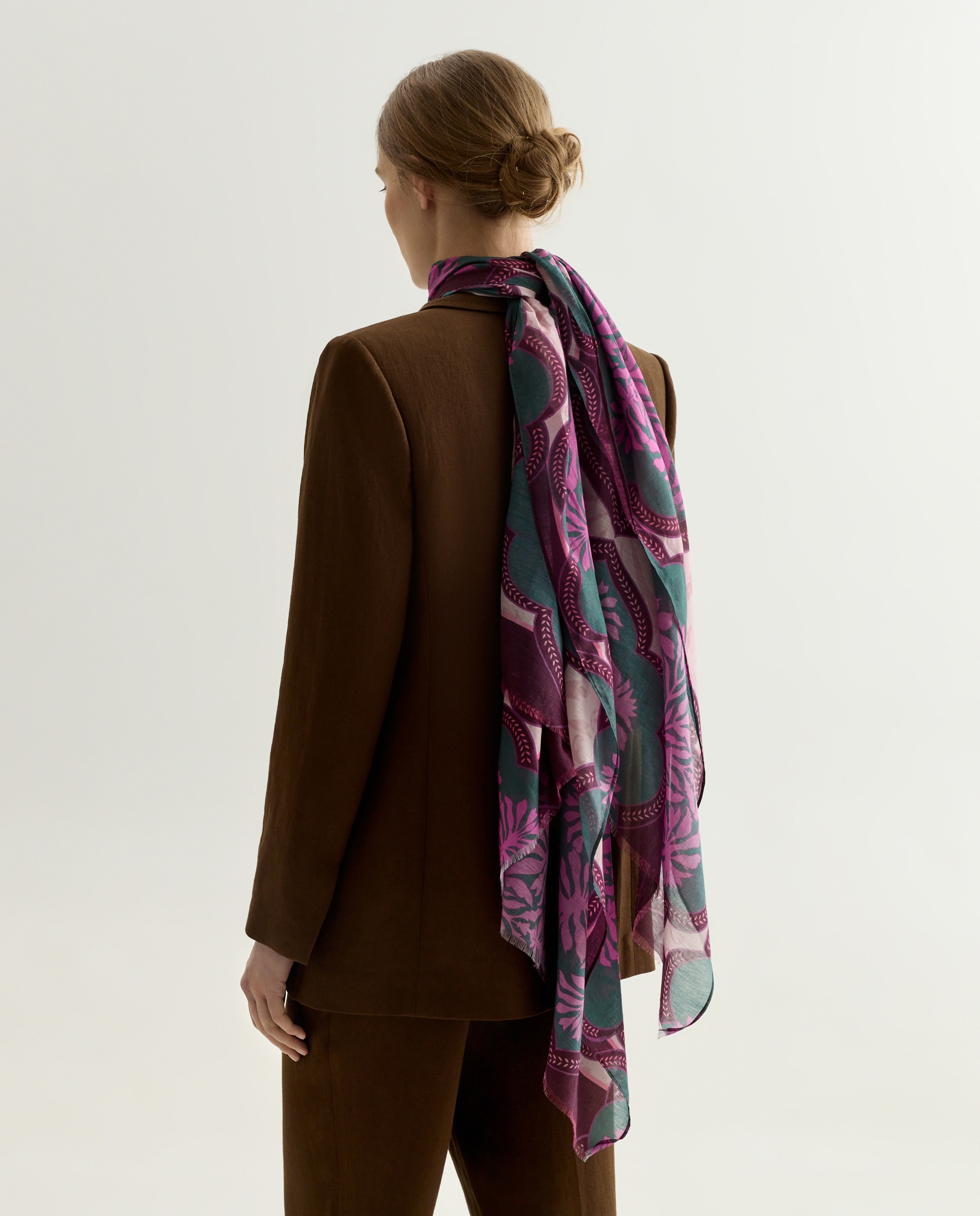 Écharpe de Algodão e Seda Rosa-4