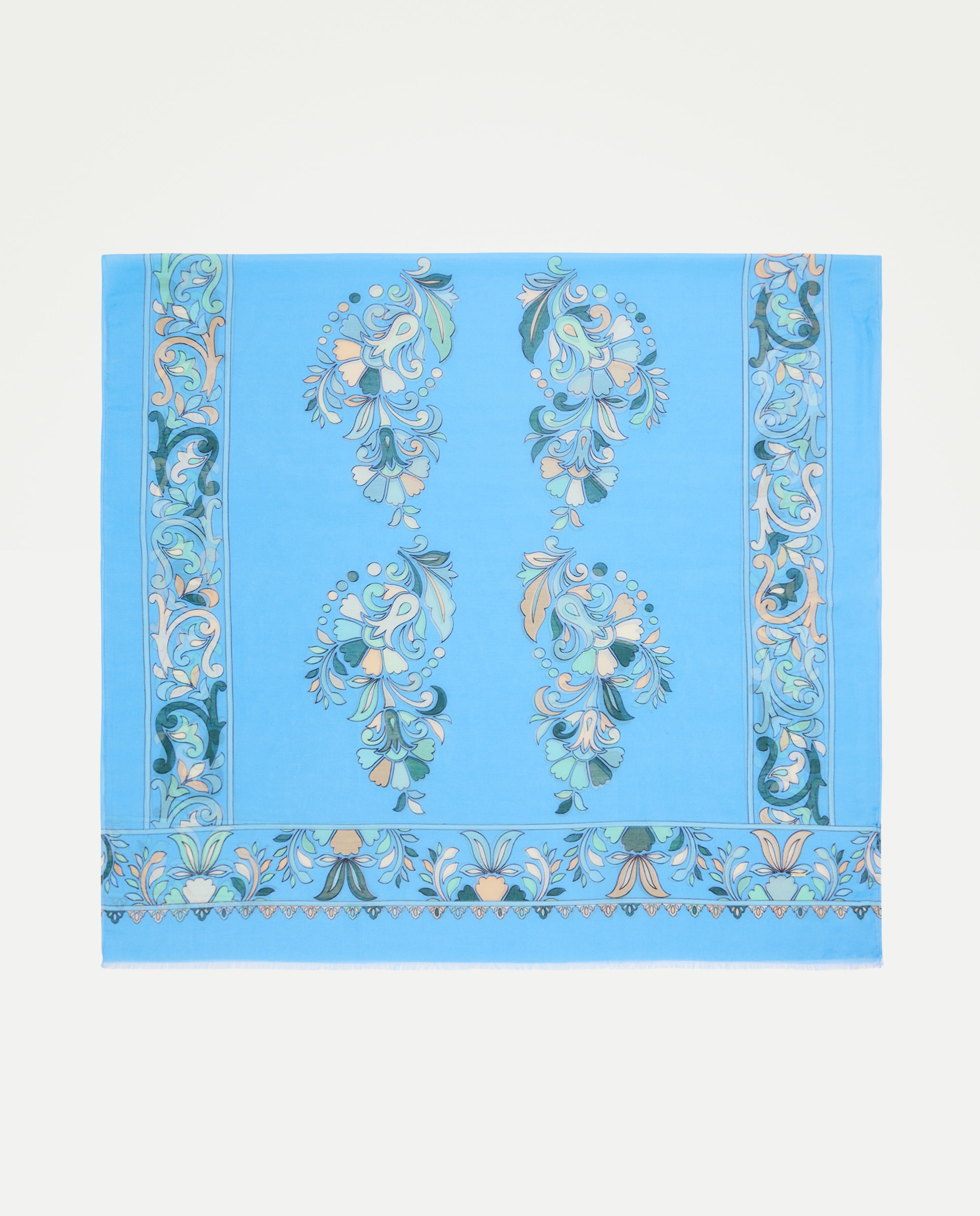 Écharpe de Algodão e Seda 400 Azul-2