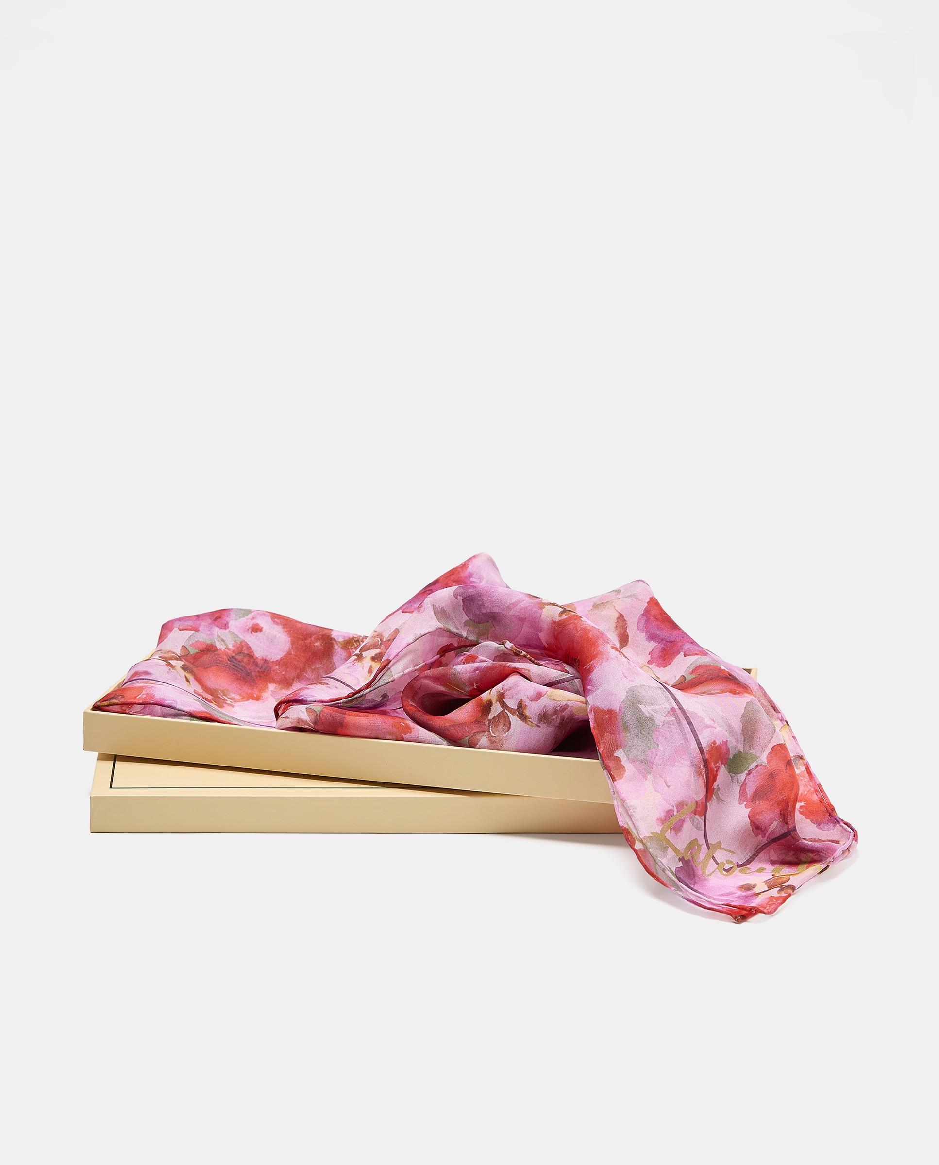 Fular chifón seda estampado flor difuminada - Latouche - 200 Rosa 200 Rosa-4