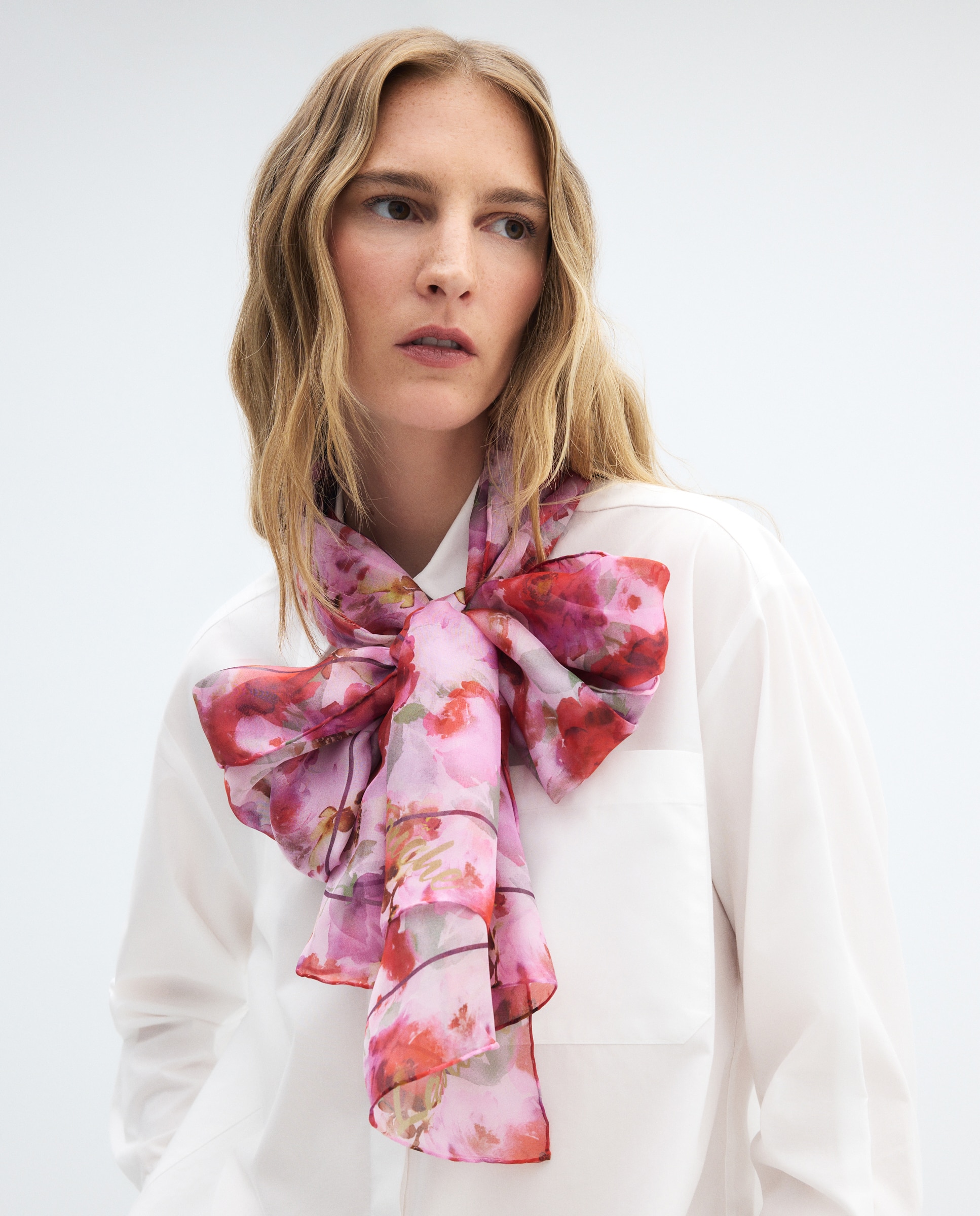 Fular chifón seda estampado flor difuminada - Latouche - 200 Rosa 200 Rosa-5