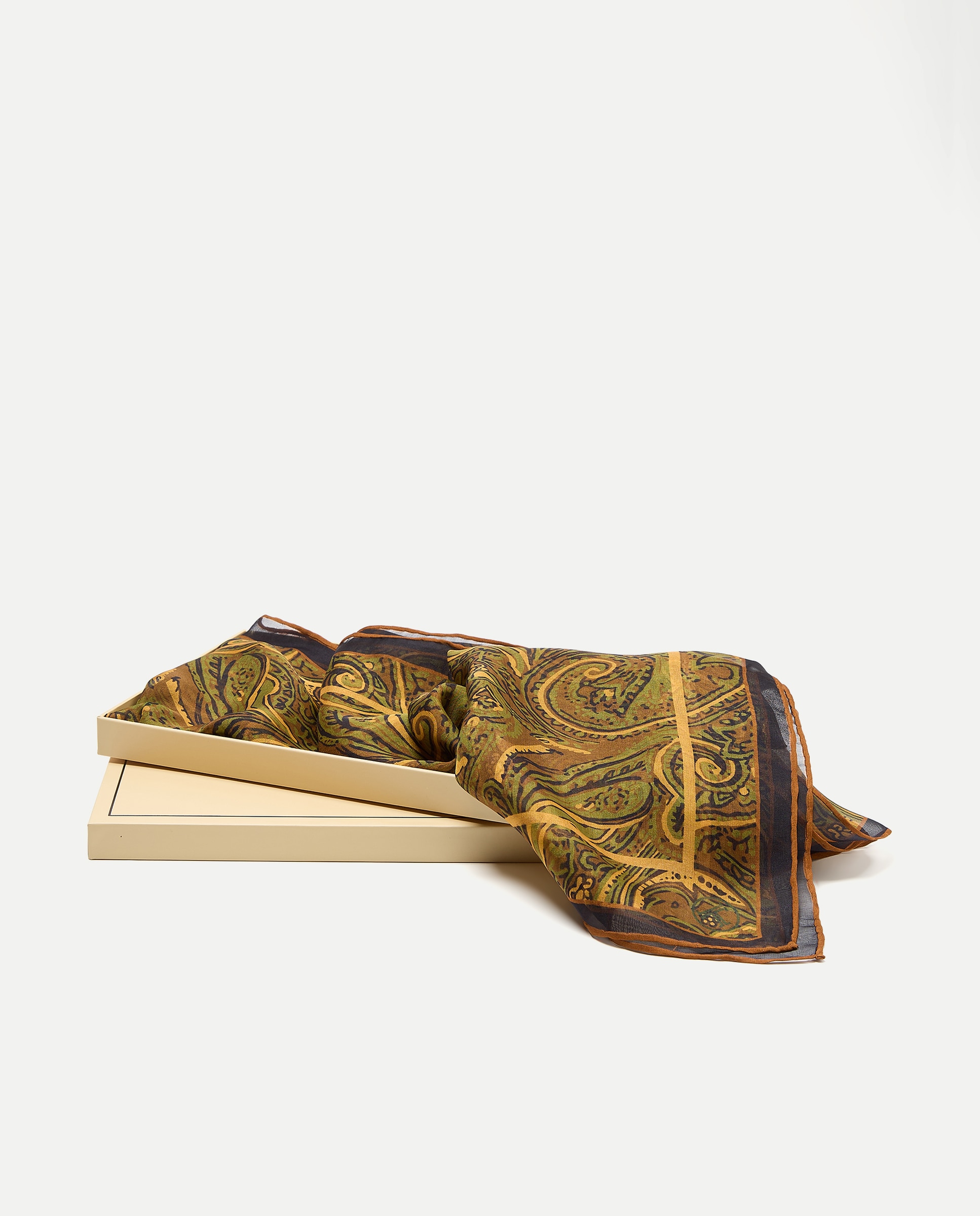 Fular chifón seda estampado paisley - Latouche - 520 Kaki 520 Kaki-4