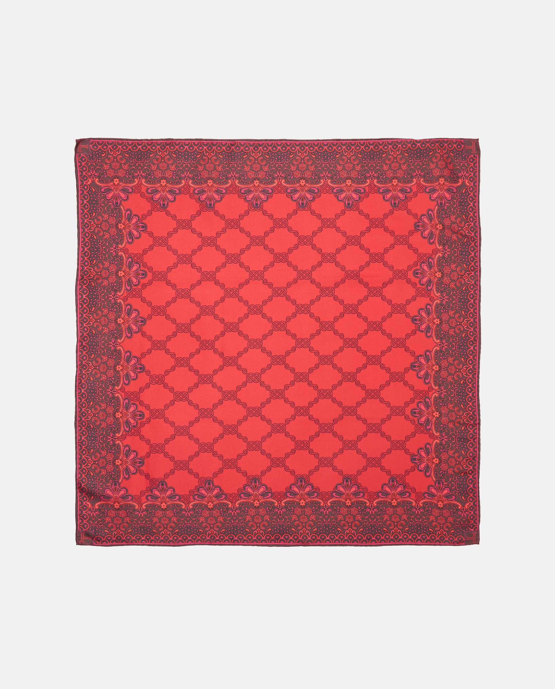 Lenço de Sarja e Seda Estampado tipo Gravata 600 Vermelho-2