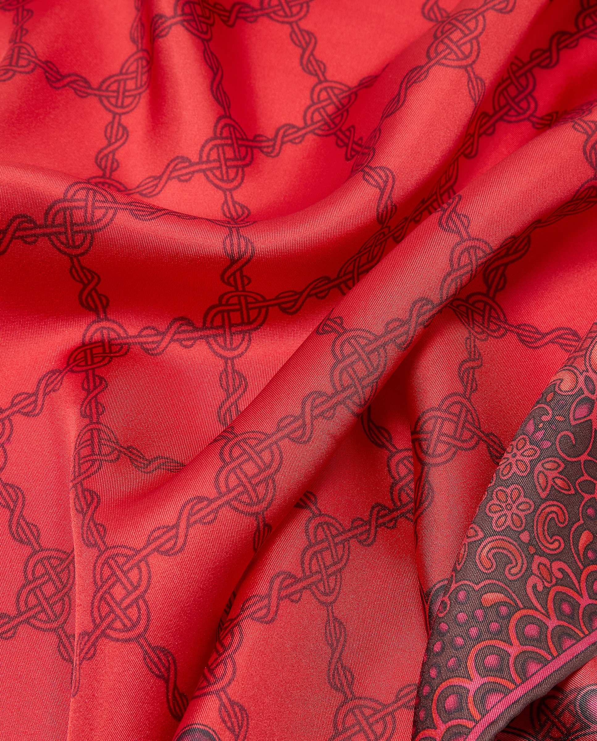Lenço de Sarja e Seda Estampado tipo Gravata 600 Vermelho-3