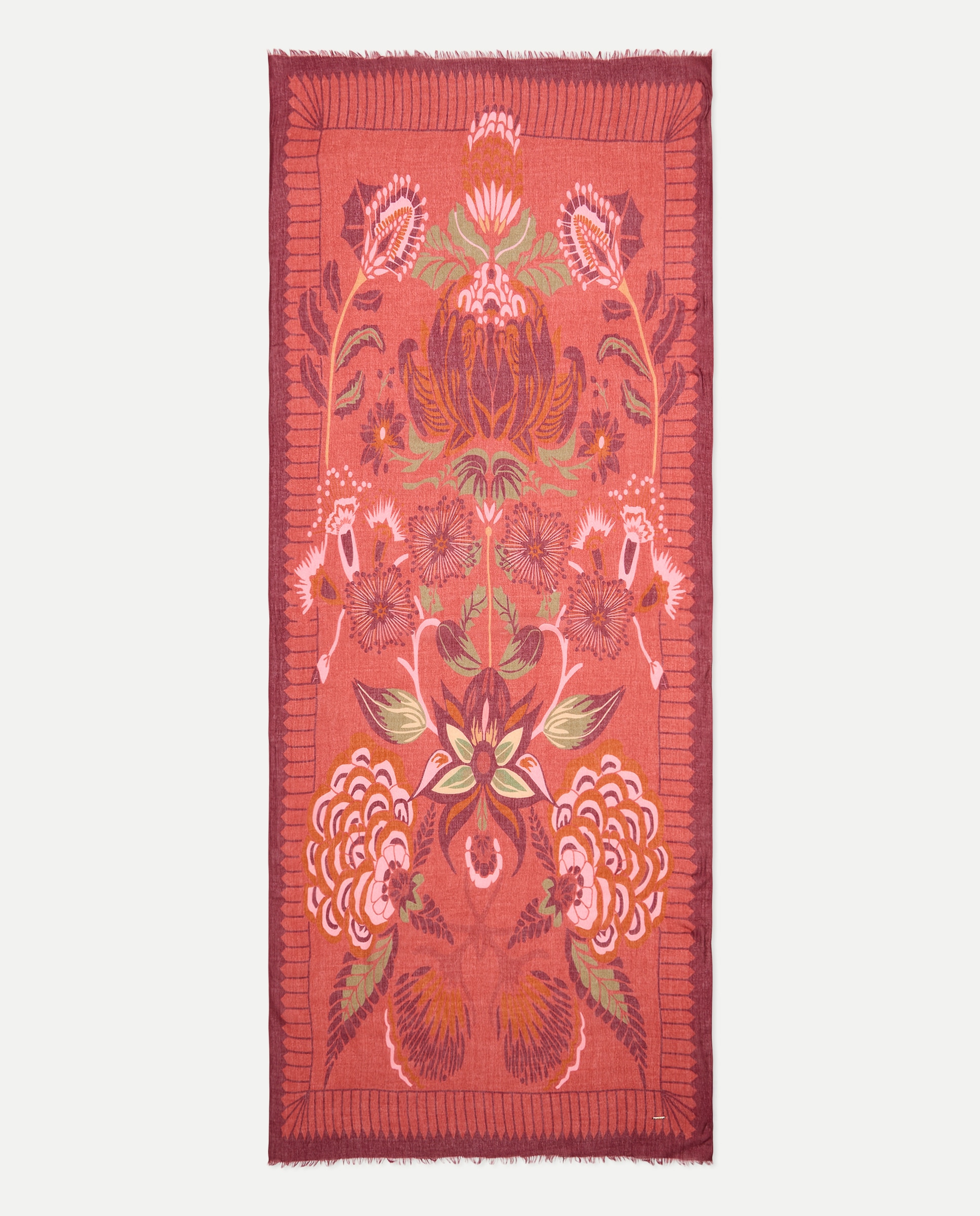 Écharpe com Estampado Floral de Estilo Indiano Castanho-2