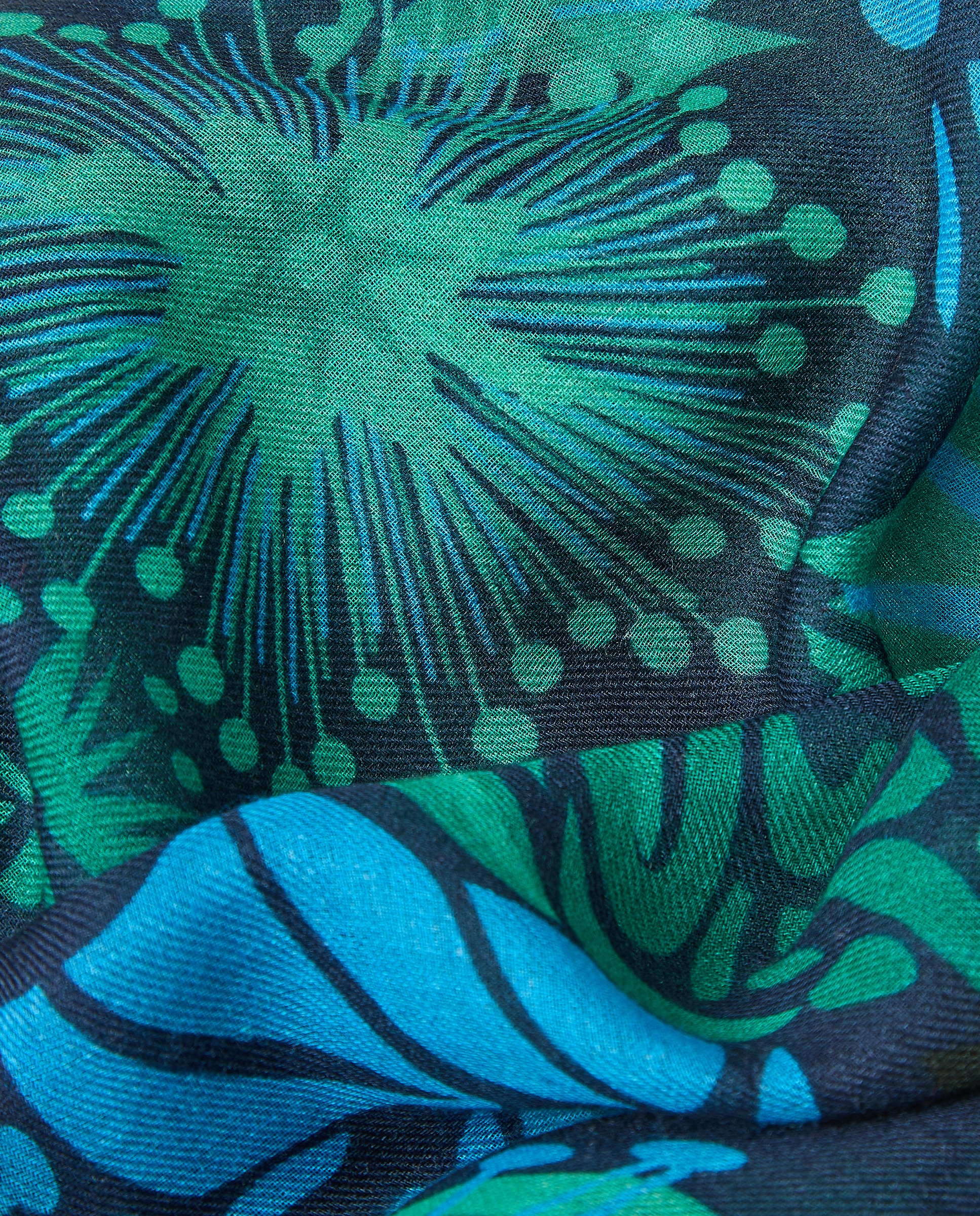 Écharpe com Estampado Floral de Estilo Indiano 400 Azul-3