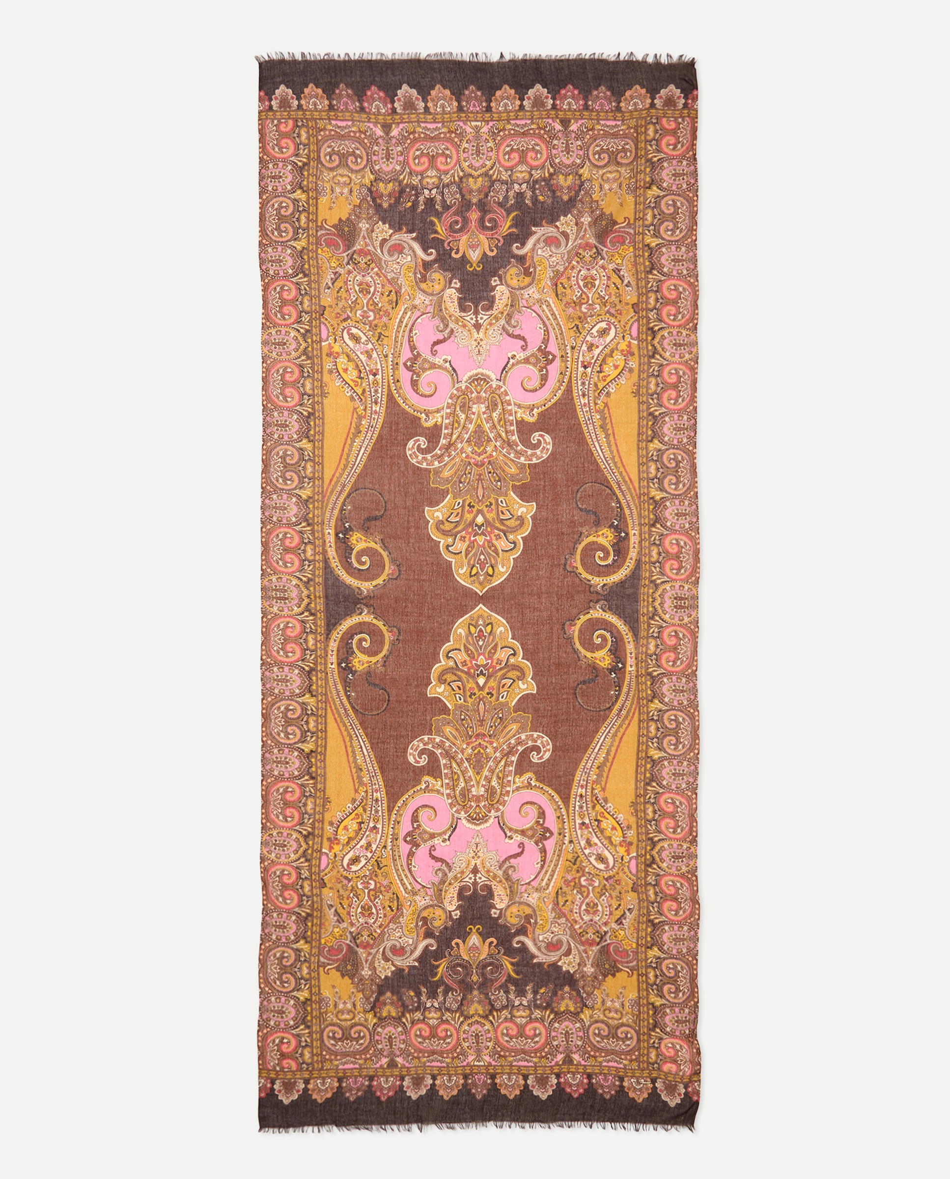 Écharpe com Estampado Paisley Castanho-2