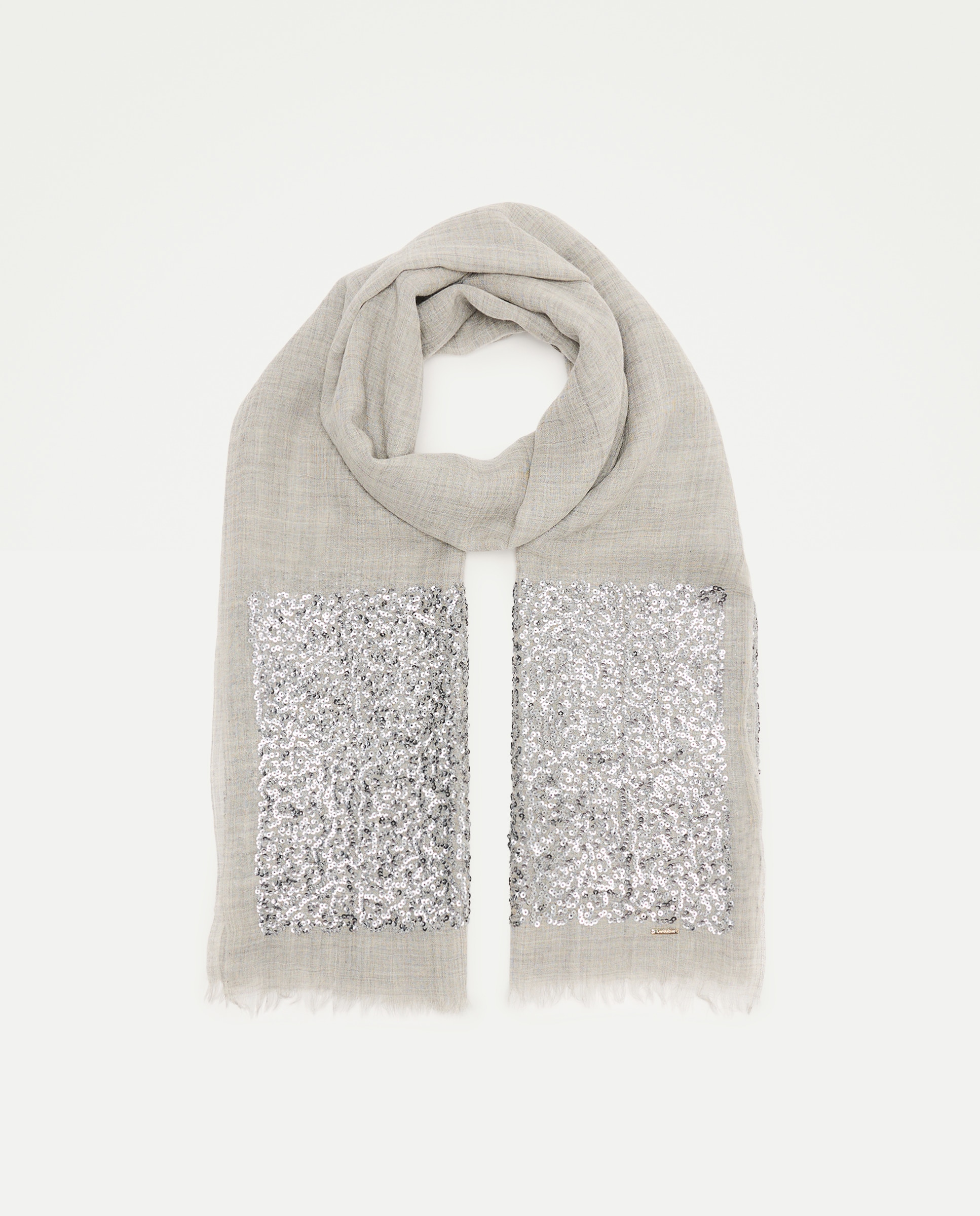 Echarpe con línea de lentejuelas bordadas - Latouche - Gris claro Gris claro-1