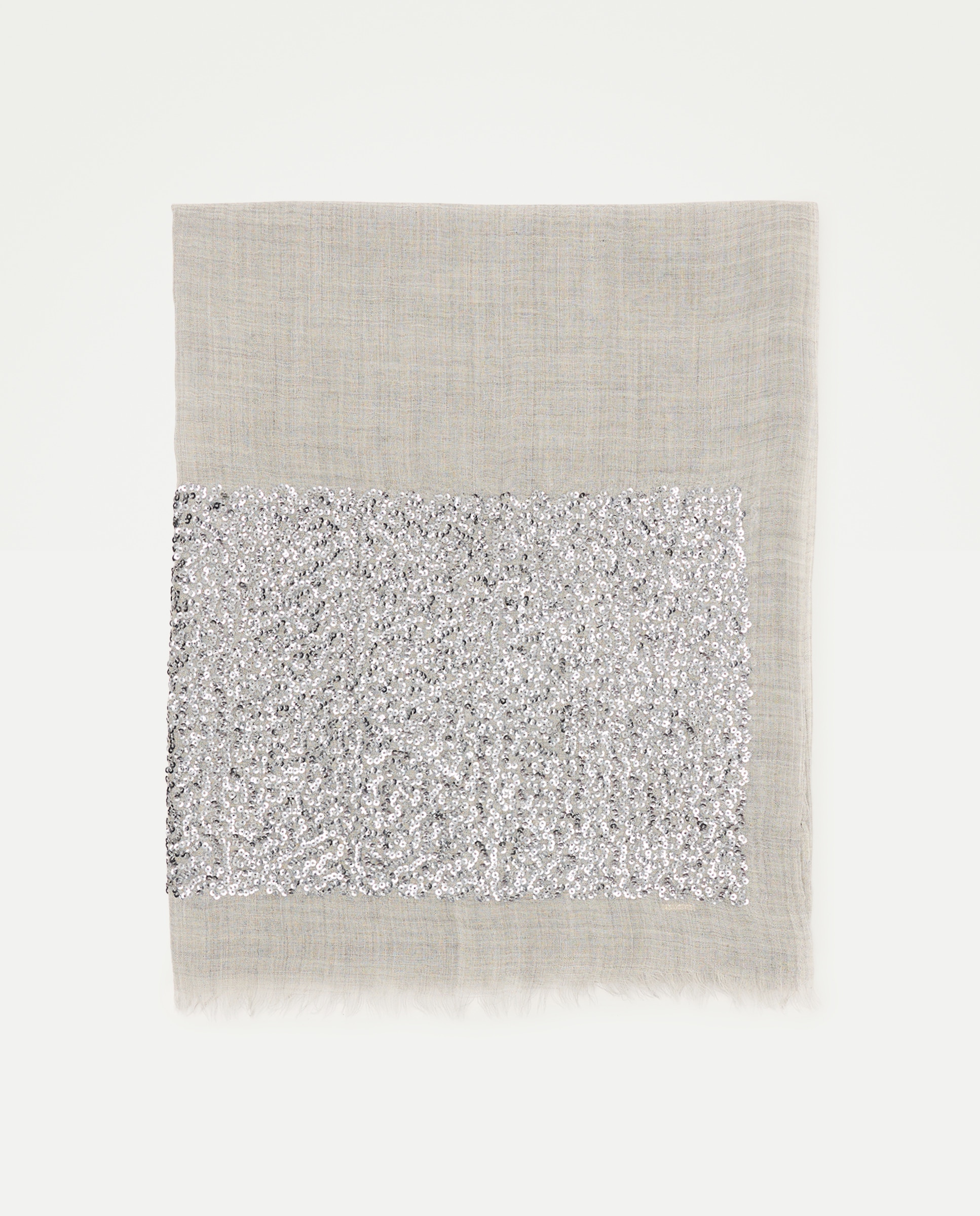 Echarpe con línea de lentejuelas bordadas - Latouche - Gris claro Gris claro-2