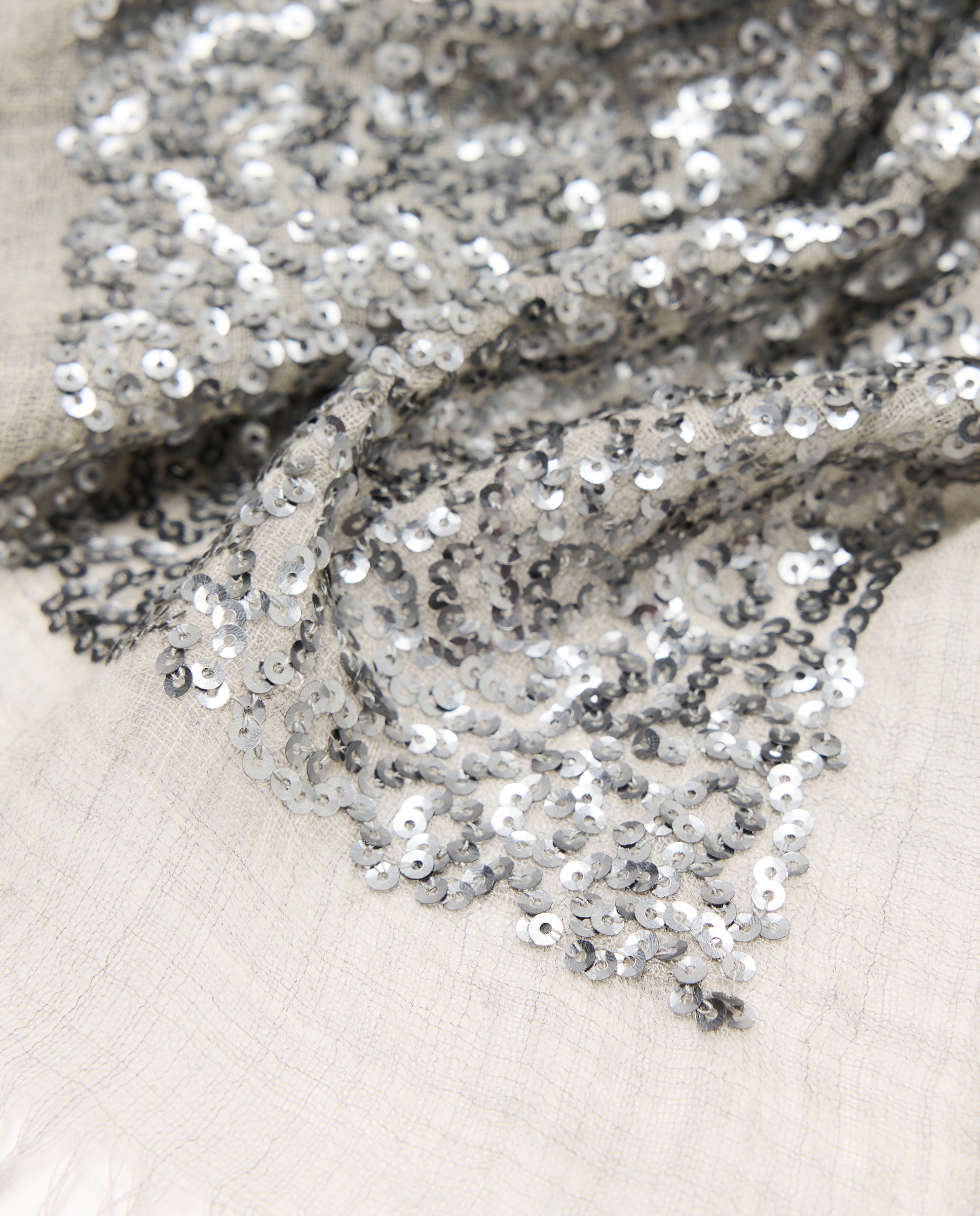 Echarpe con línea de lentejuelas bordadas - Latouche - Gris claro Gris claro-3