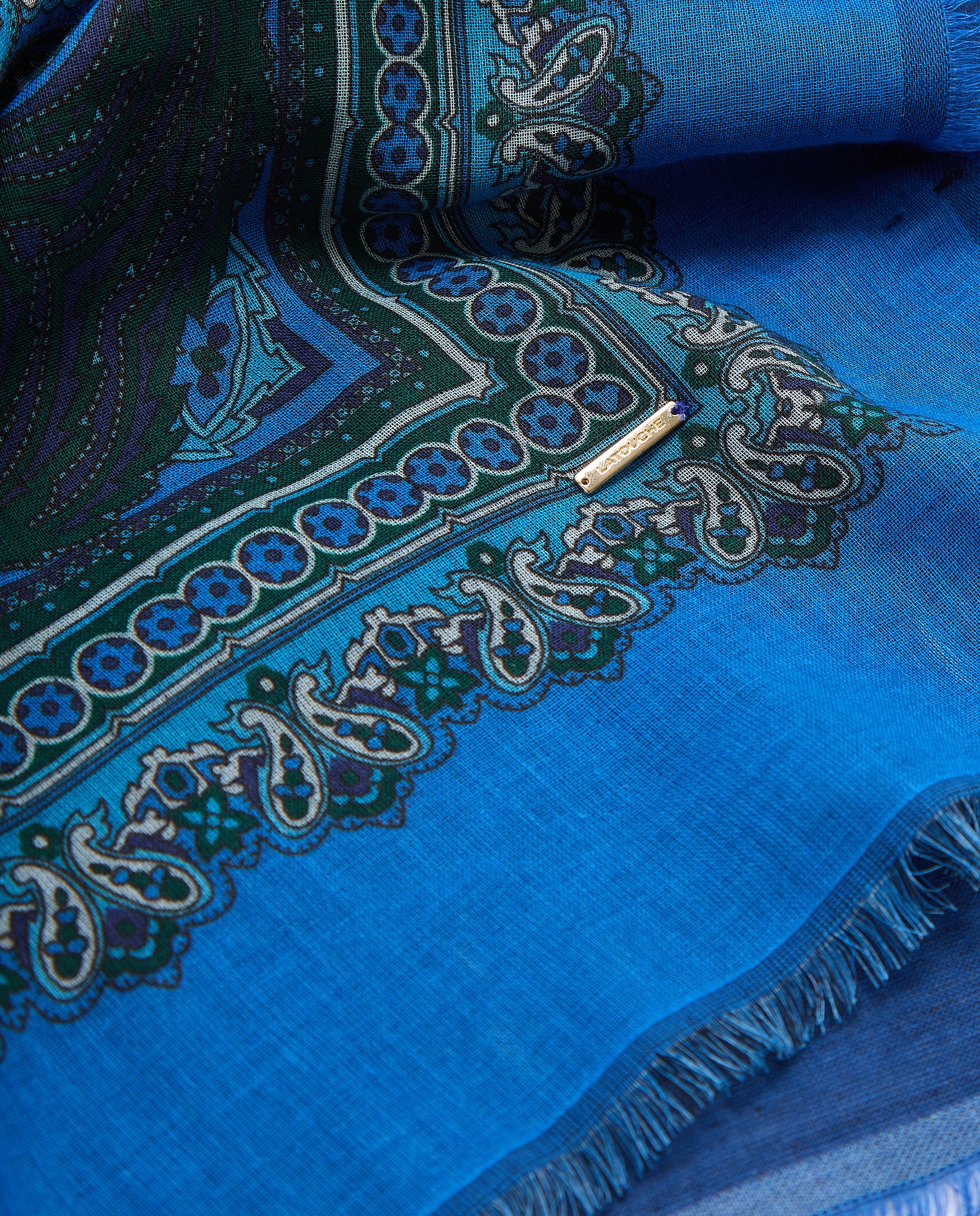 Écharpe Quadrada com Estampado Paisley 400 Azul-3