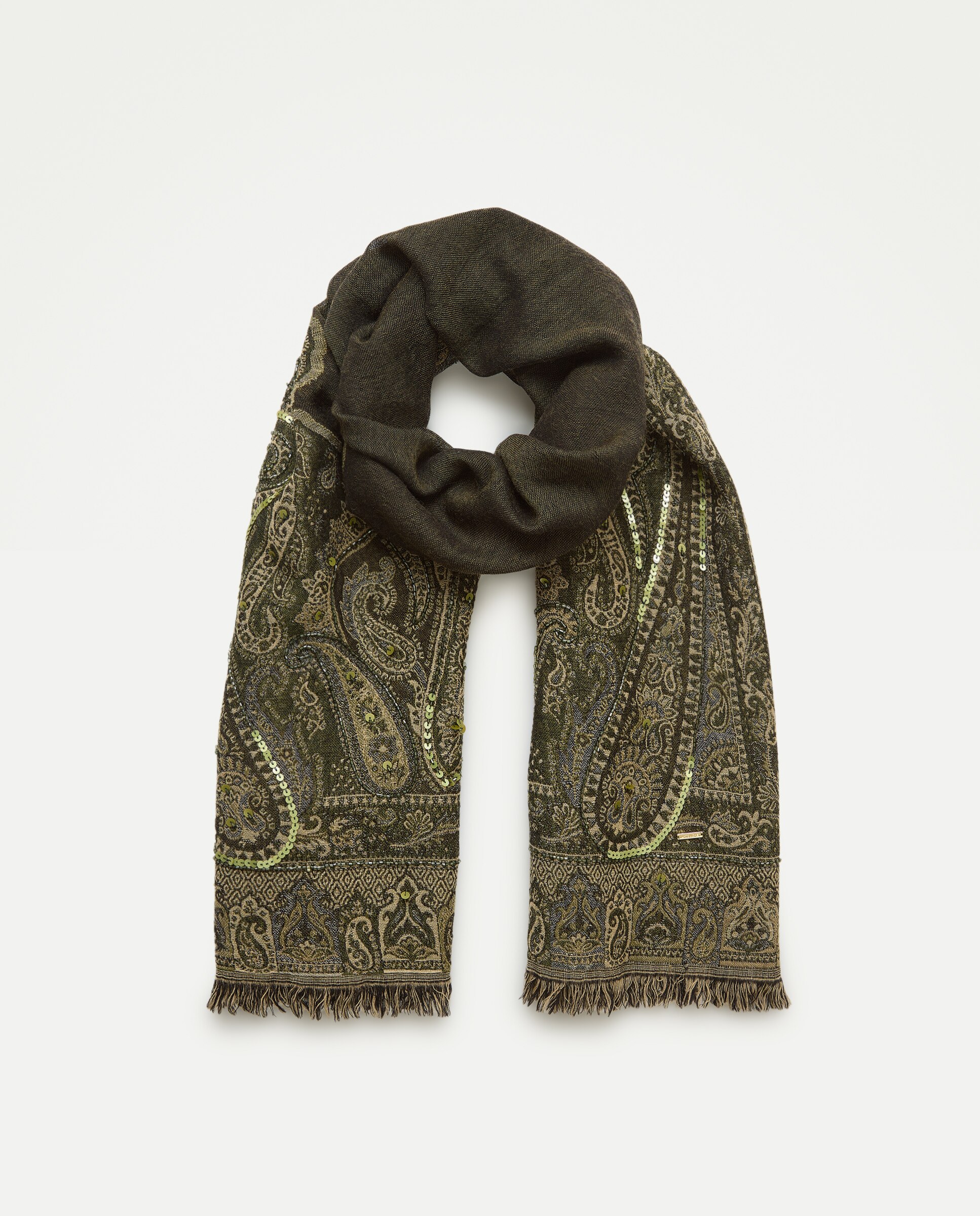 Imagem 0 de Écharpe com Jacquard Paisley e Bordado de Lantejoulas