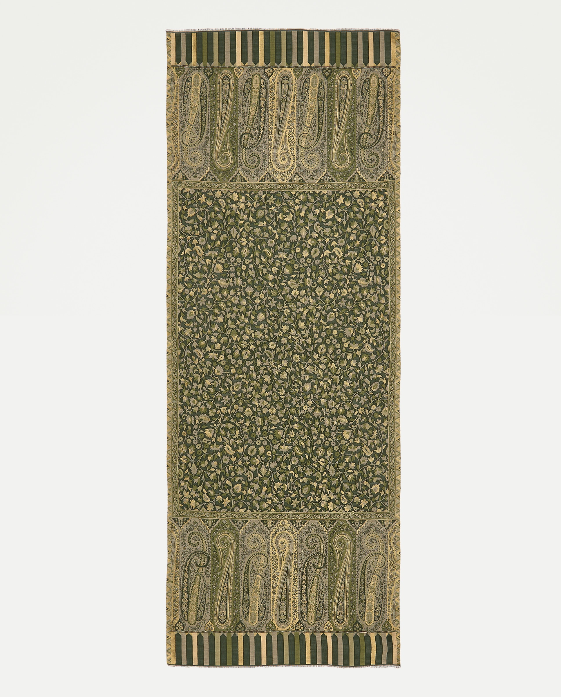 Écharpe com Jacquard de Fio Metalizado Bordado Verde-2