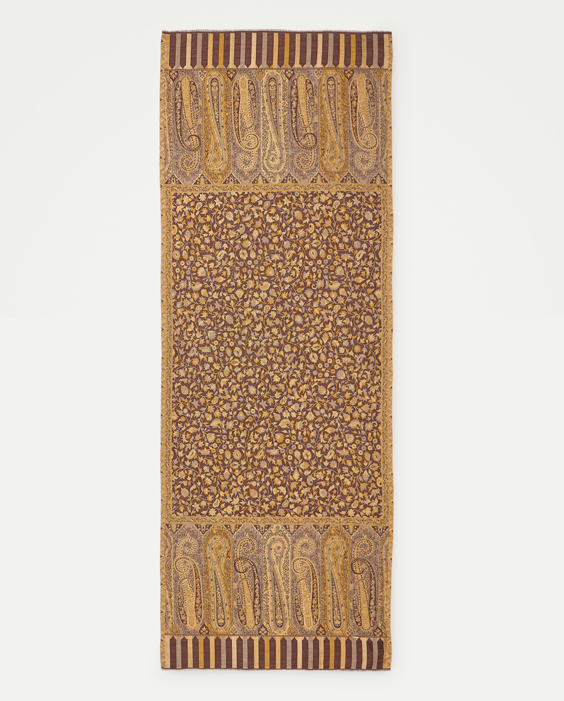 Écharpe com Jacquard de Fio Metalizado Bordado Castanho-2