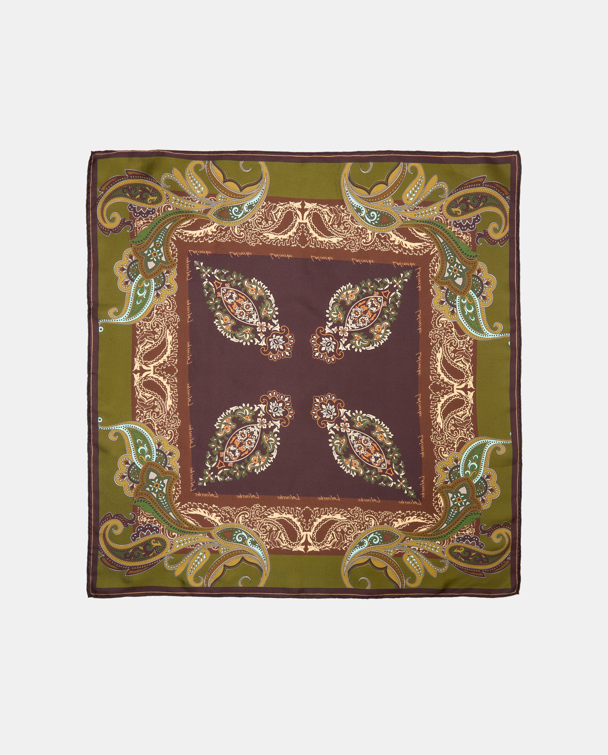 Imagen 2 de Pañuelo de twill seda estampado paisley posicionado - Latouche - Marrón Marrón