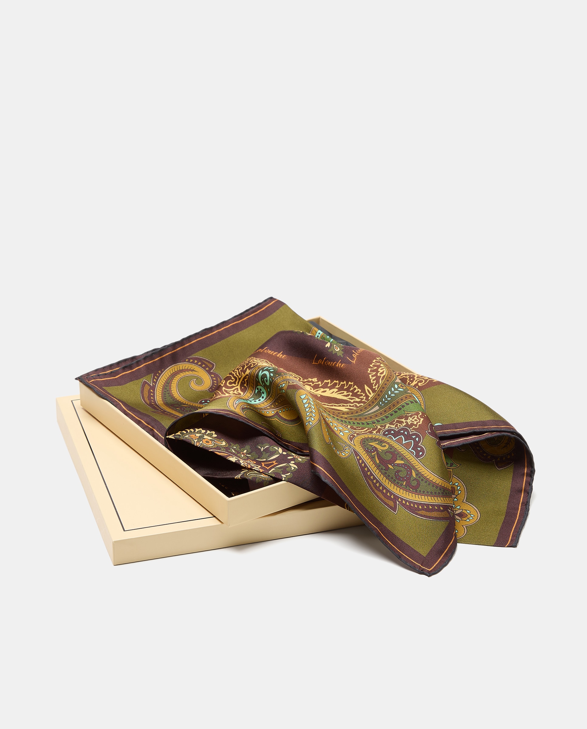 Imagen 4 de Pañuelo de twill seda estampado paisley posicionado - Latouche - Marrón Marrón
