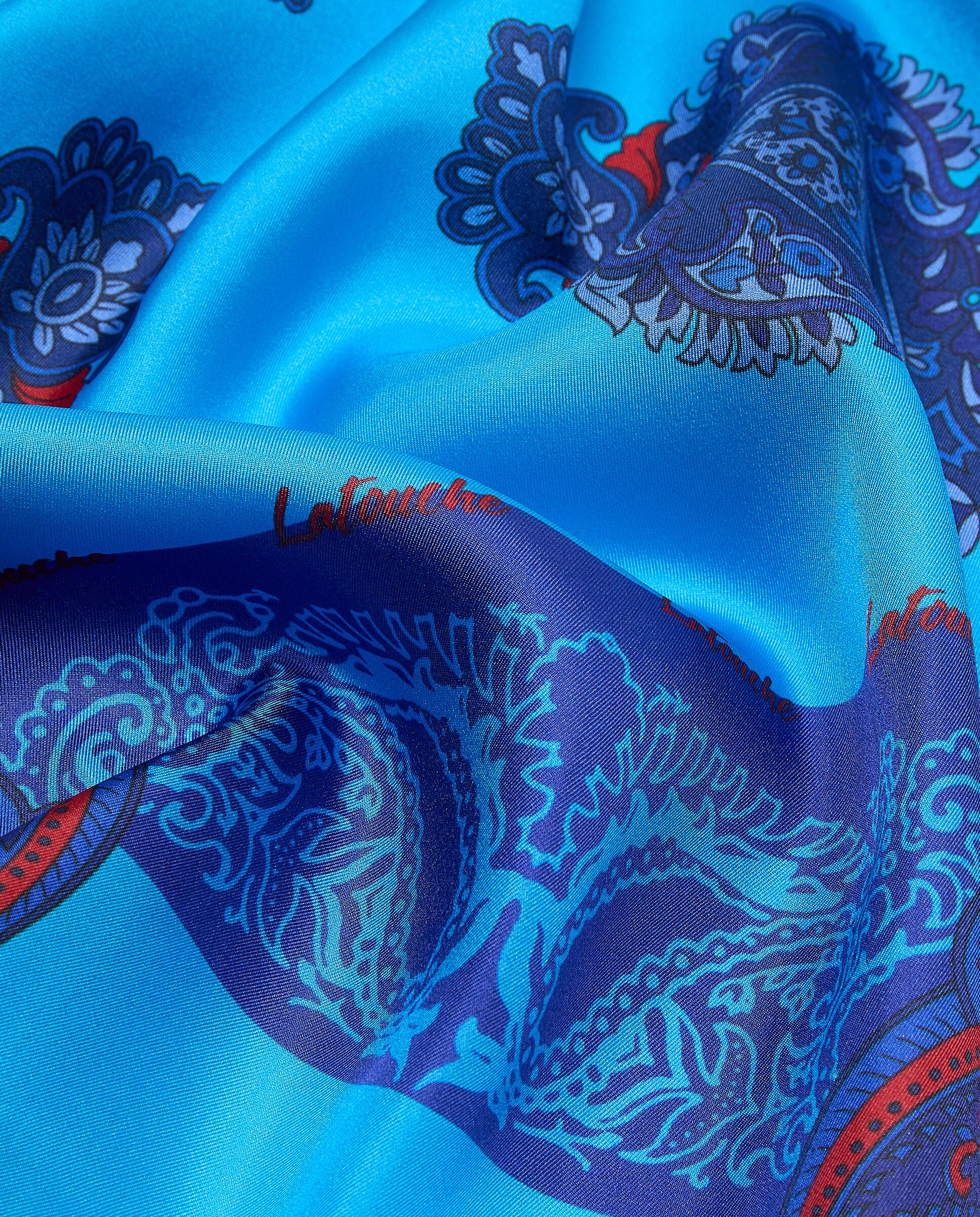 Imagen 3 de Pañuelo de twill seda estampado paisley posicionado - Latouche - 400 Azul 400 Azul