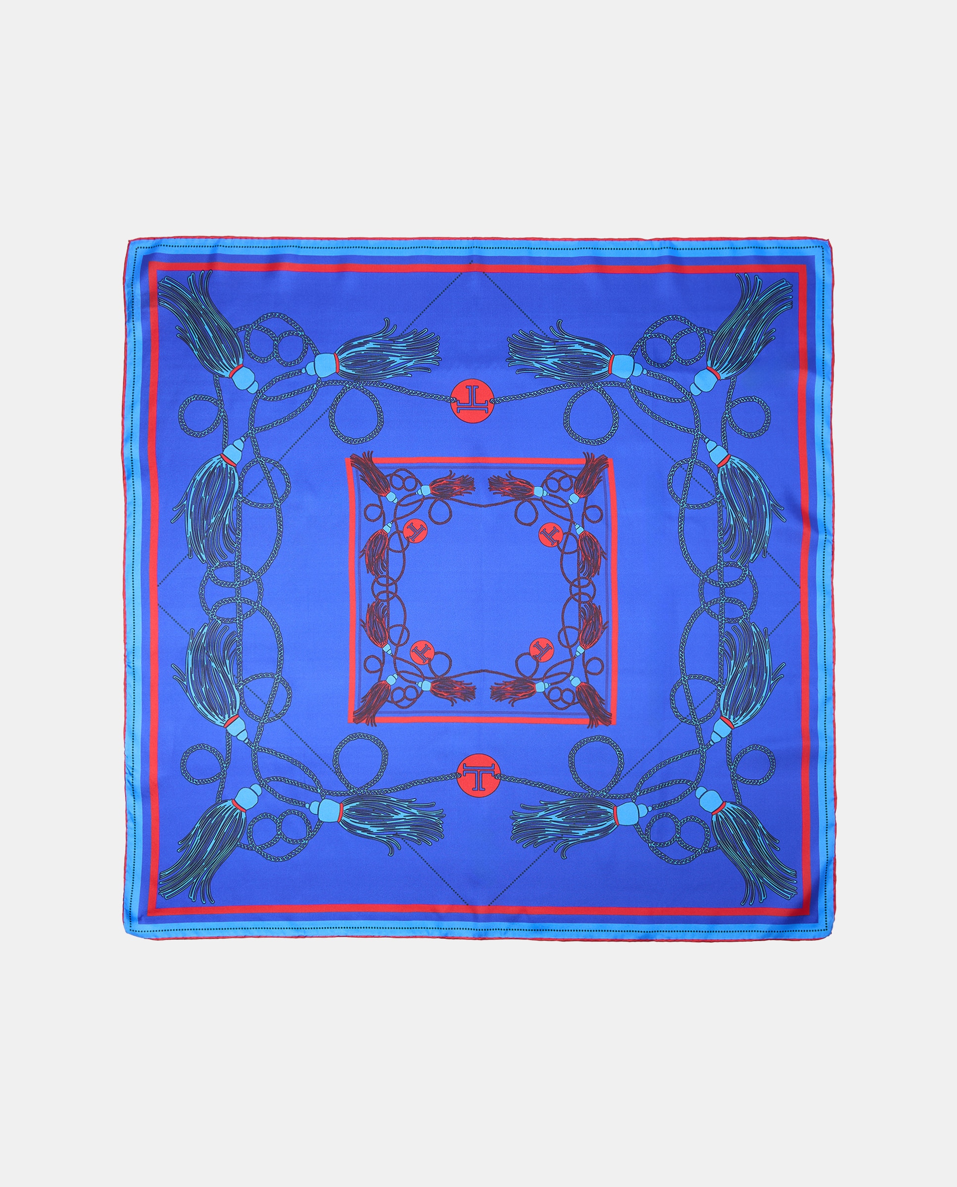 Pañuelo twill con estampado cadenas y pompones - Latouche - 400 Azul 400 Azul-2