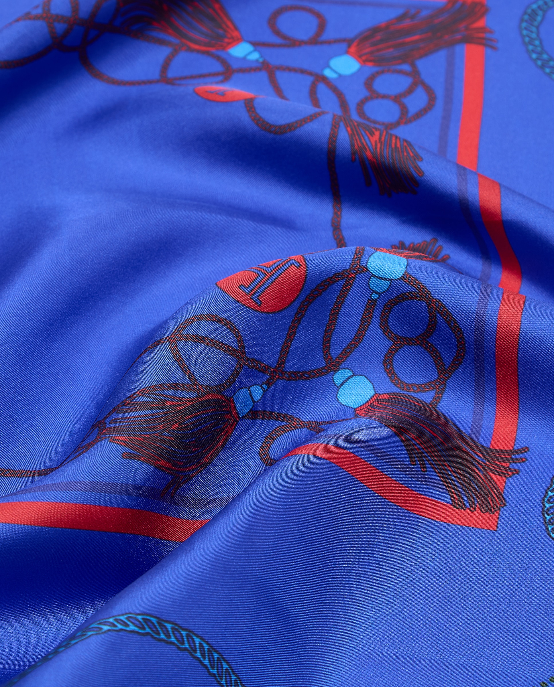 Pañuelo twill con estampado cadenas y pompones - Latouche - 400 Azul 400 Azul-3
