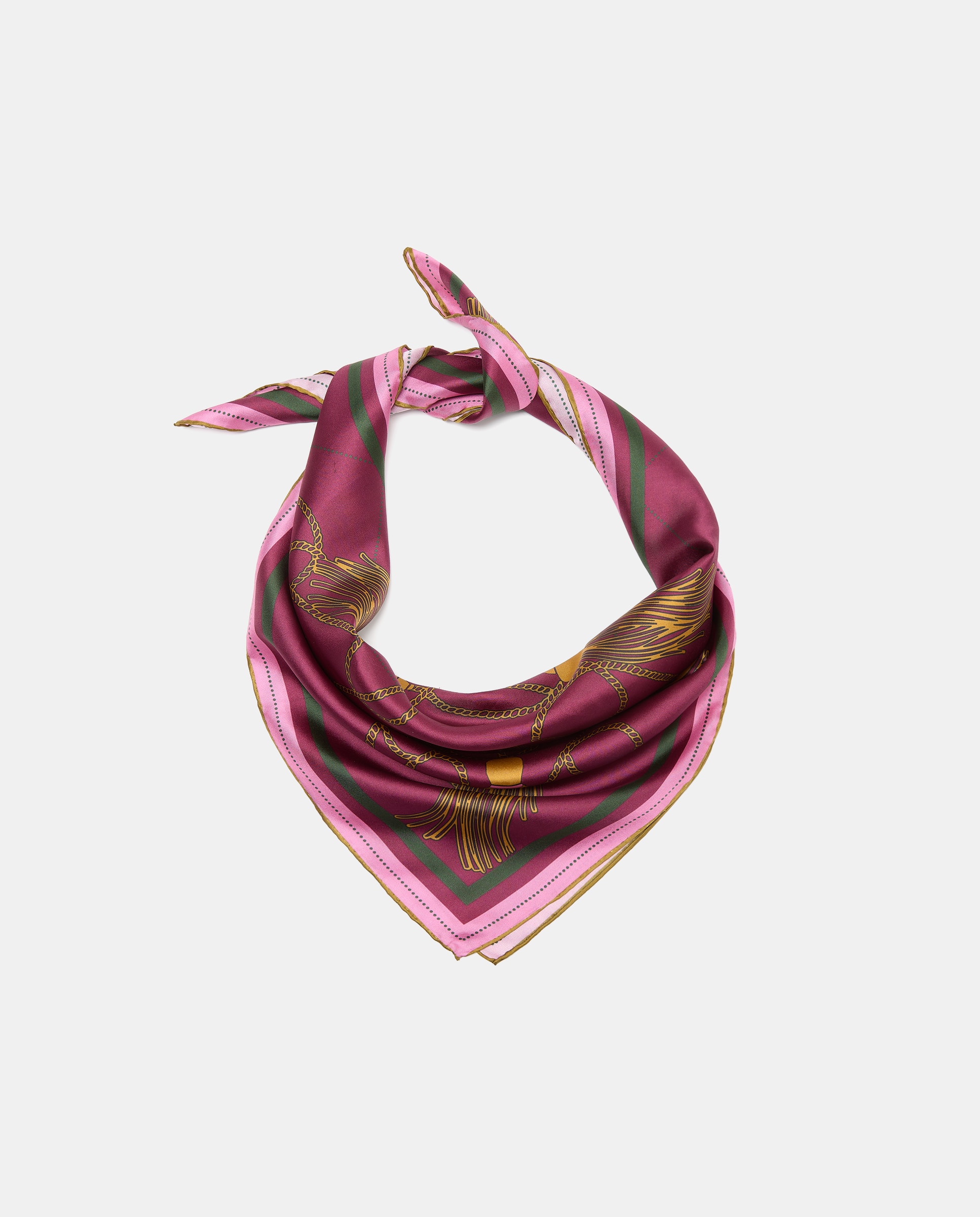 Pañuelo twill con estampado cadenas y pompones - Latouche - 200 Rosa 200 Rosa-1