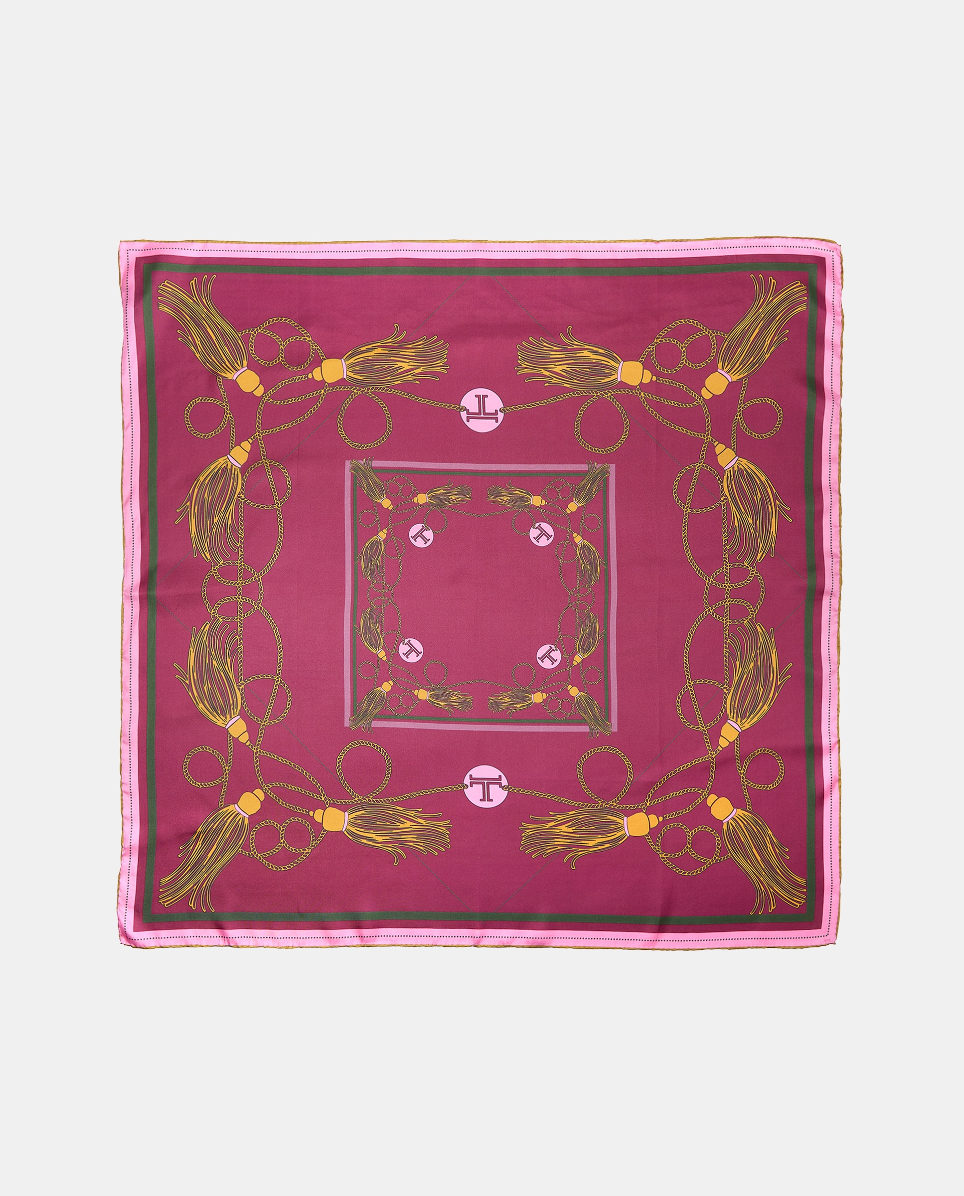 Pañuelo twill con estampado cadenas y pompones - Latouche - 200 Rosa 200 Rosa-2