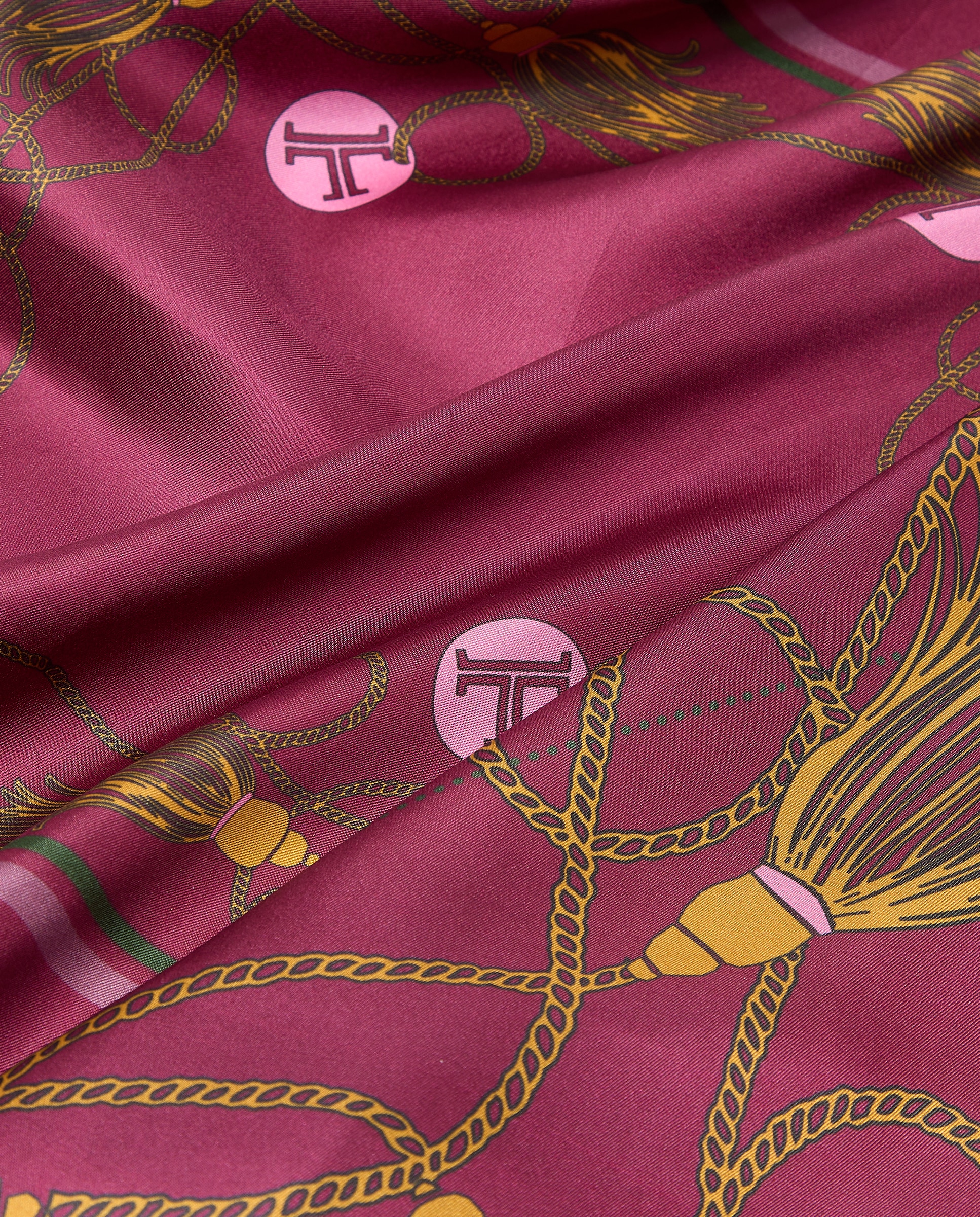 Pañuelo twill con estampado cadenas y pompones - Latouche - 200 Rosa 200 Rosa-3
