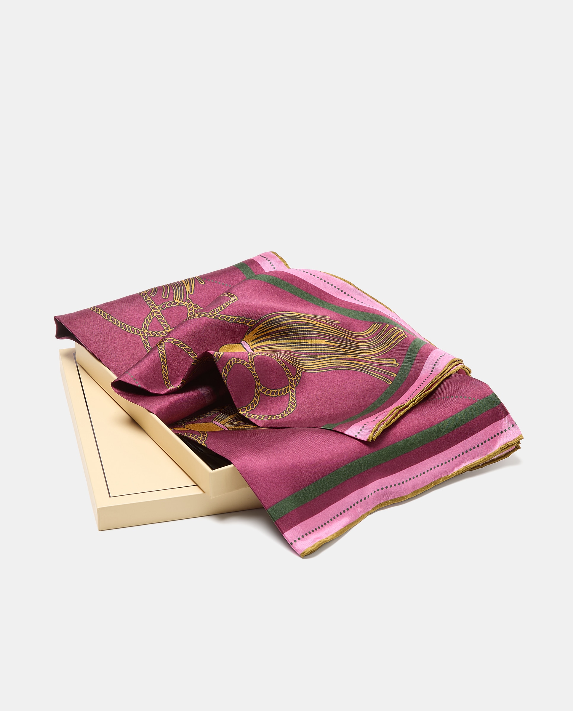 Pañuelo twill con estampado cadenas y pompones - Latouche - 200 Rosa 200 Rosa-4
