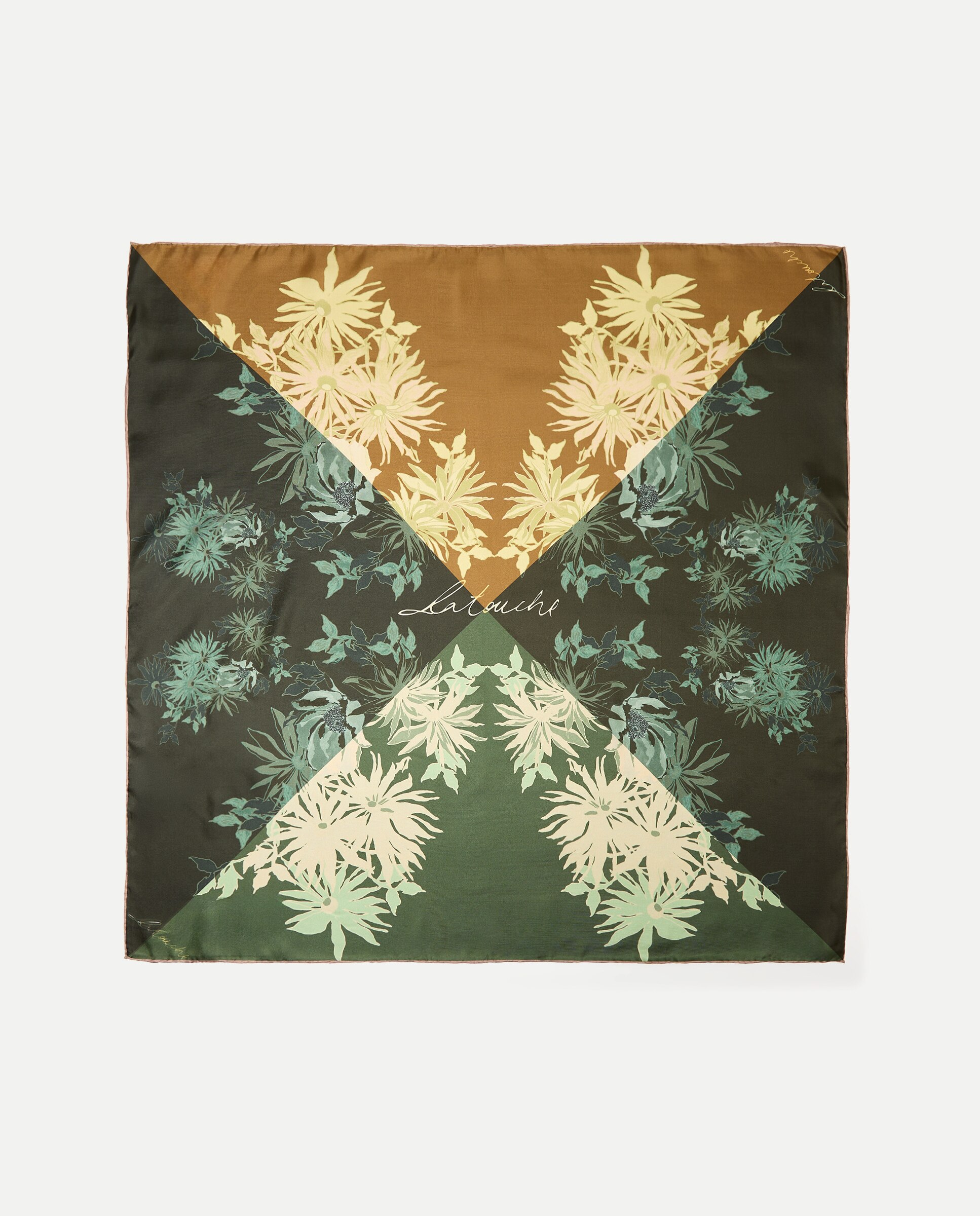 Pañuelo twill con estampado cuadricolor - Latouche - Verde Verde-2