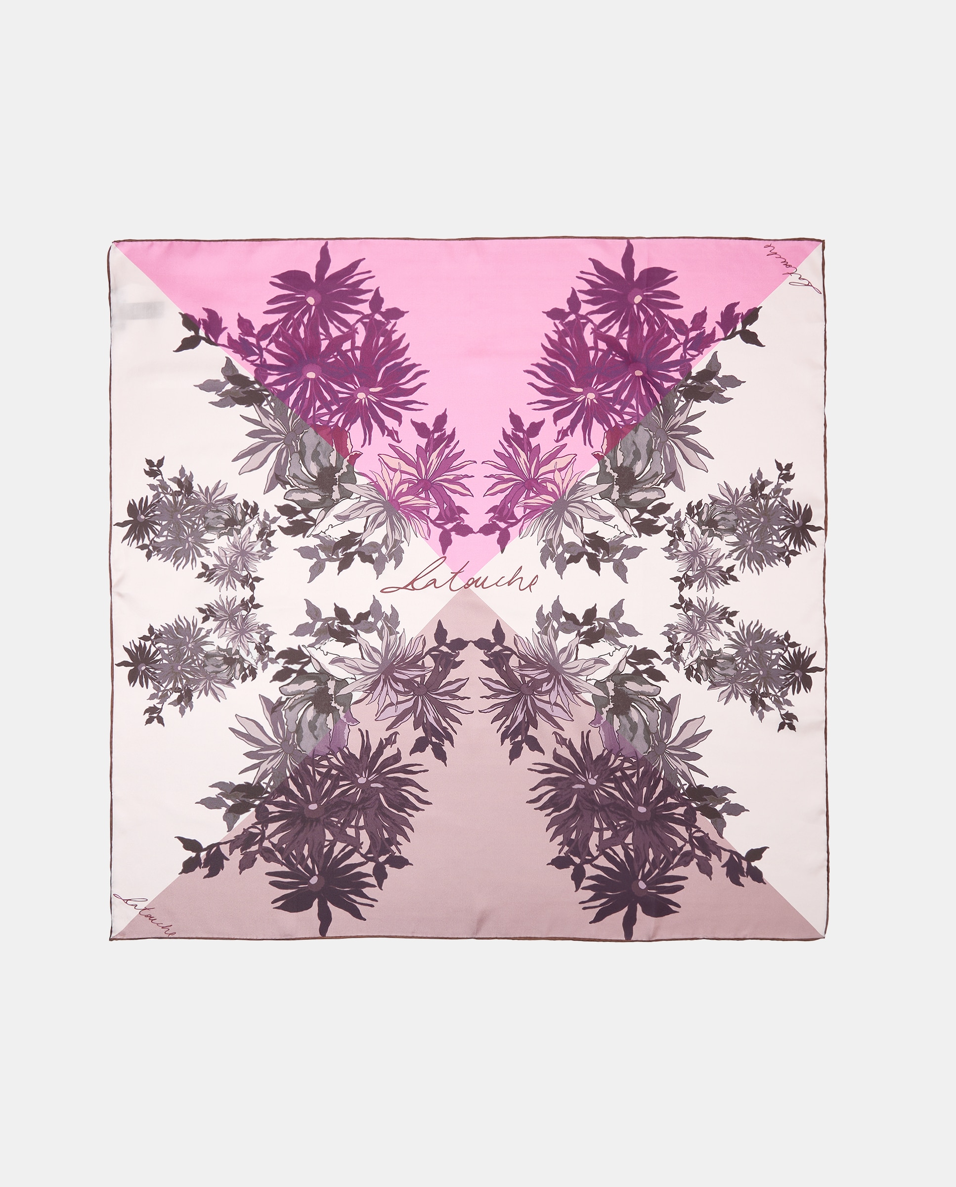 Lenço de Sarja com Estampado Quadricolor 200 Rosa-2