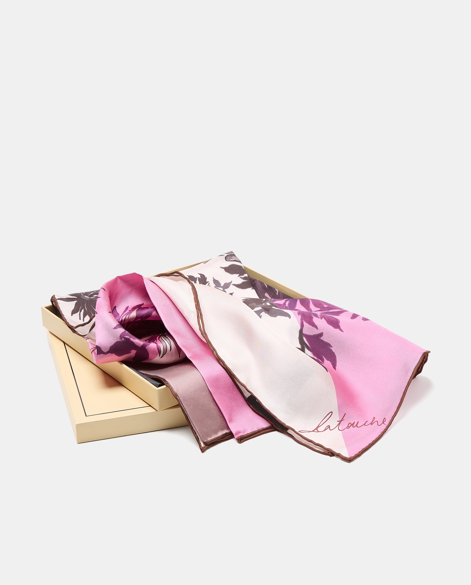 Lenço de Sarja com Estampado Quadricolor 200 Rosa-4