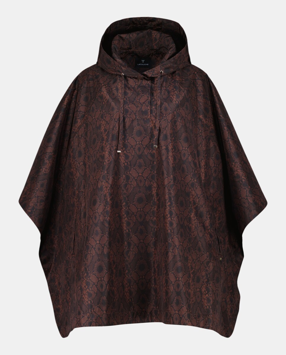 Impermeável com Animal Print de Serpente Castanho-1