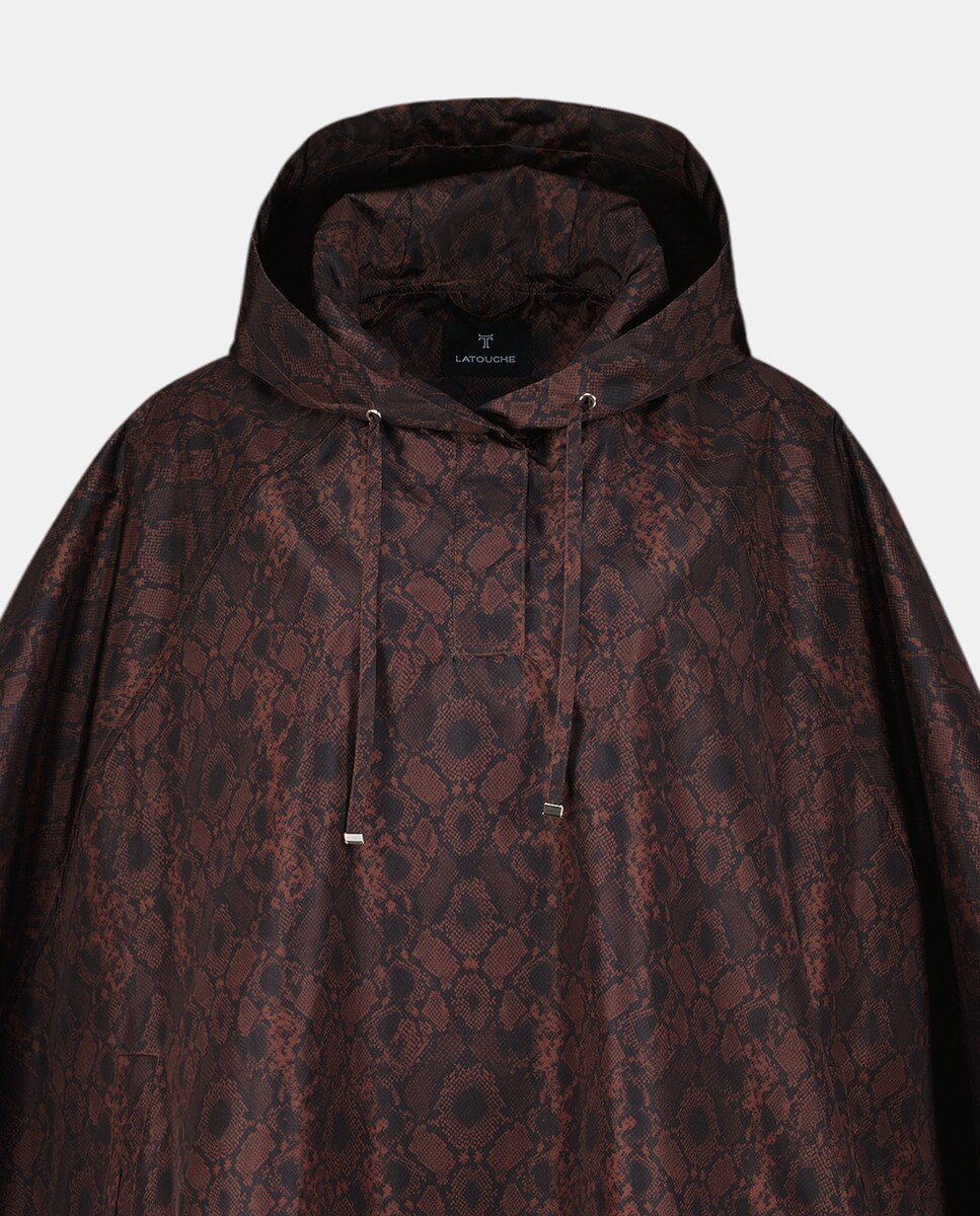 Impermeável com Animal Print de Serpente Castanho-3