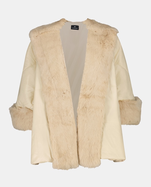 Imagen 0 de Capa de plumas con cuello y puños de pelo de conejo