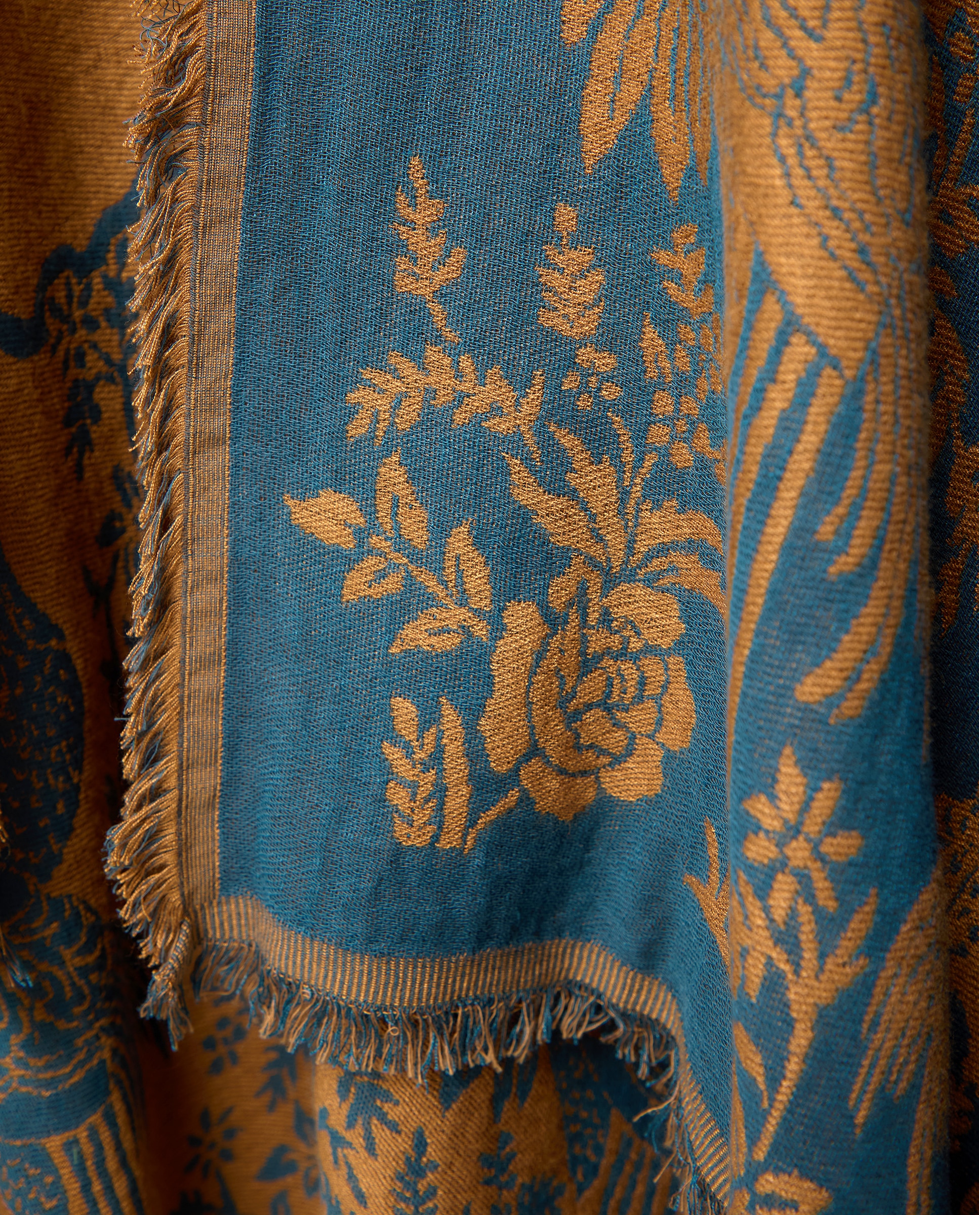 Capa Jacquard com Mistura de Algodão Azul-escuro-3