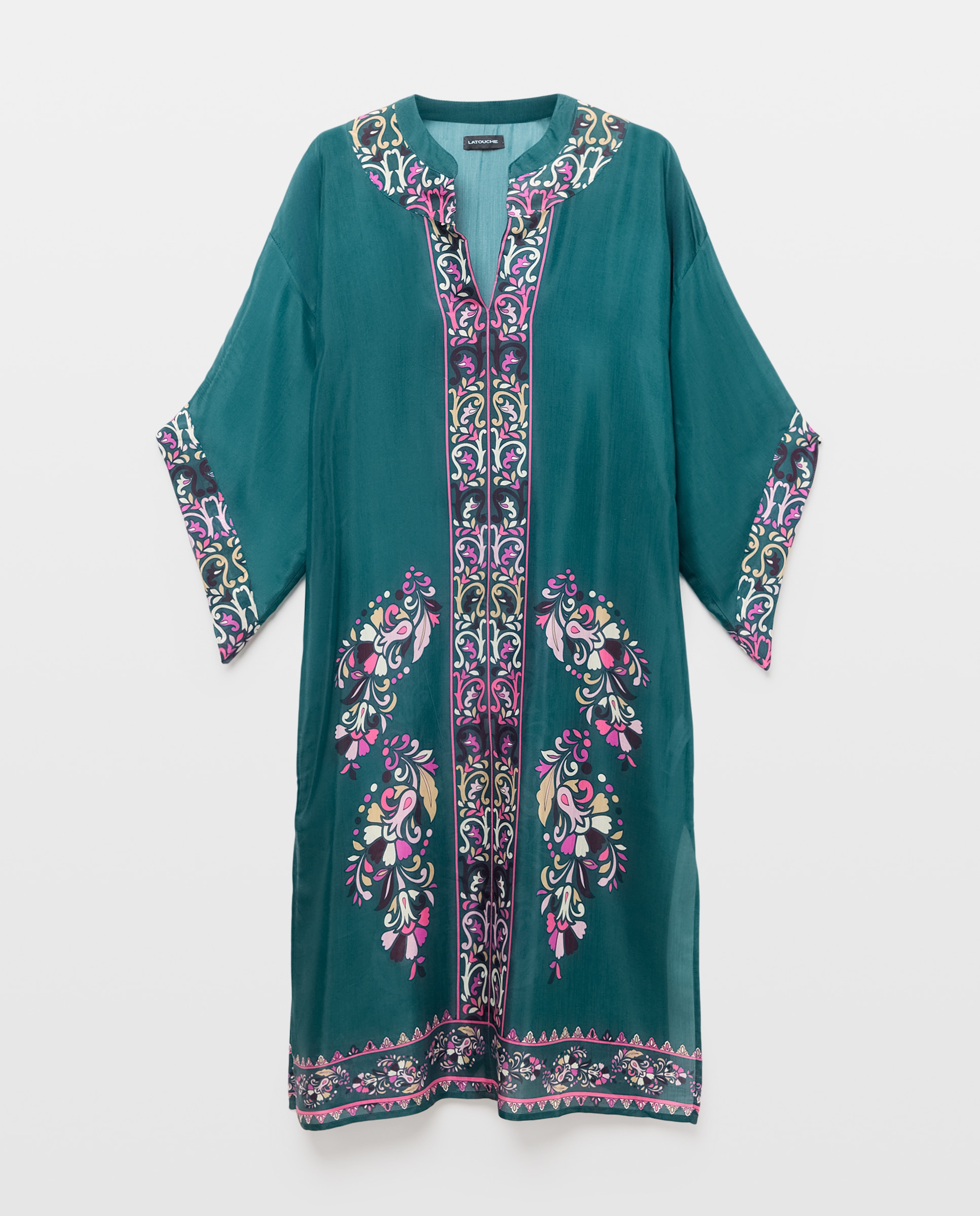 Kaftan com Gola de Pérolas Verde-1