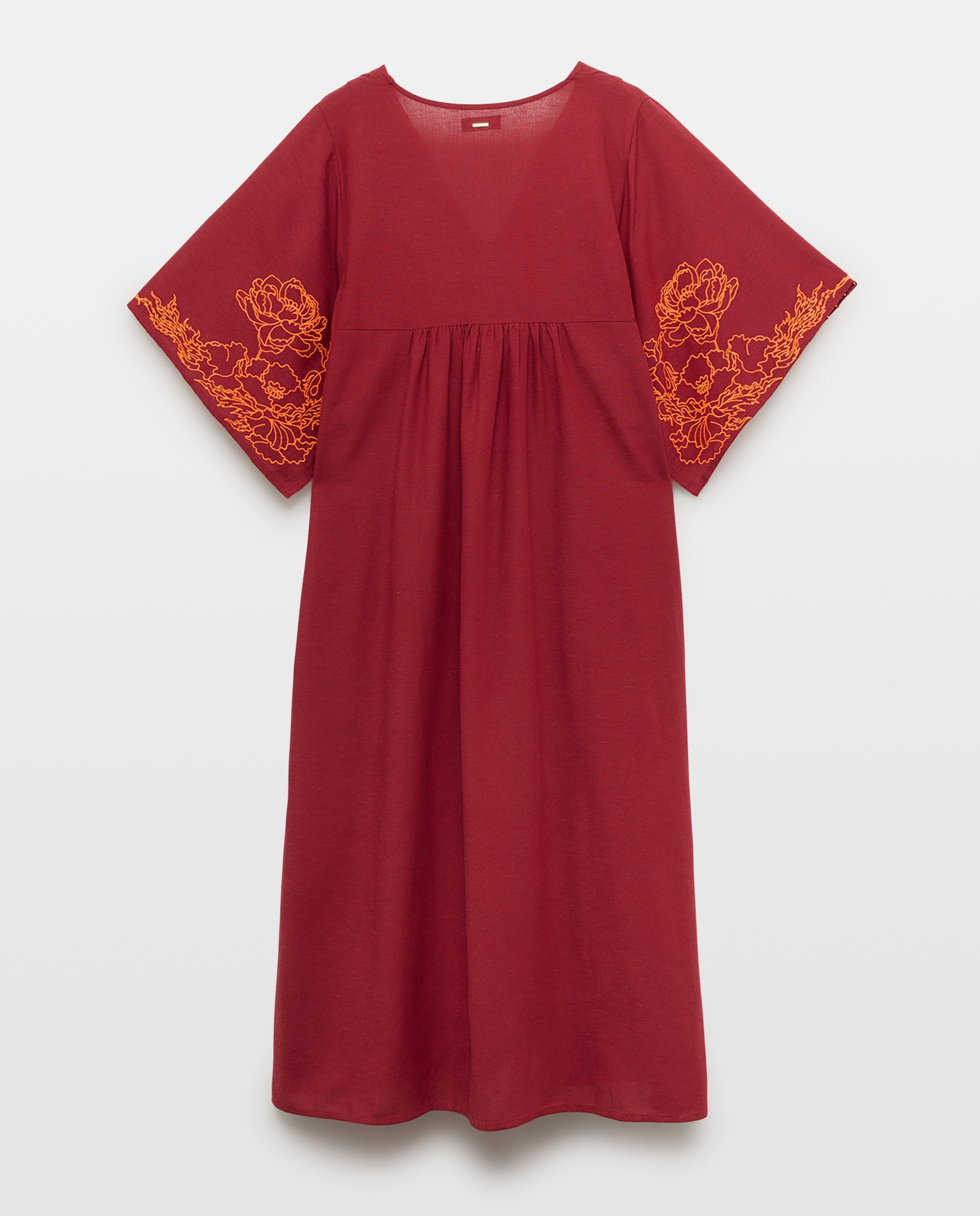 Kaftan com Trabalho Bordado nas Mangas 600 Vermelho-2