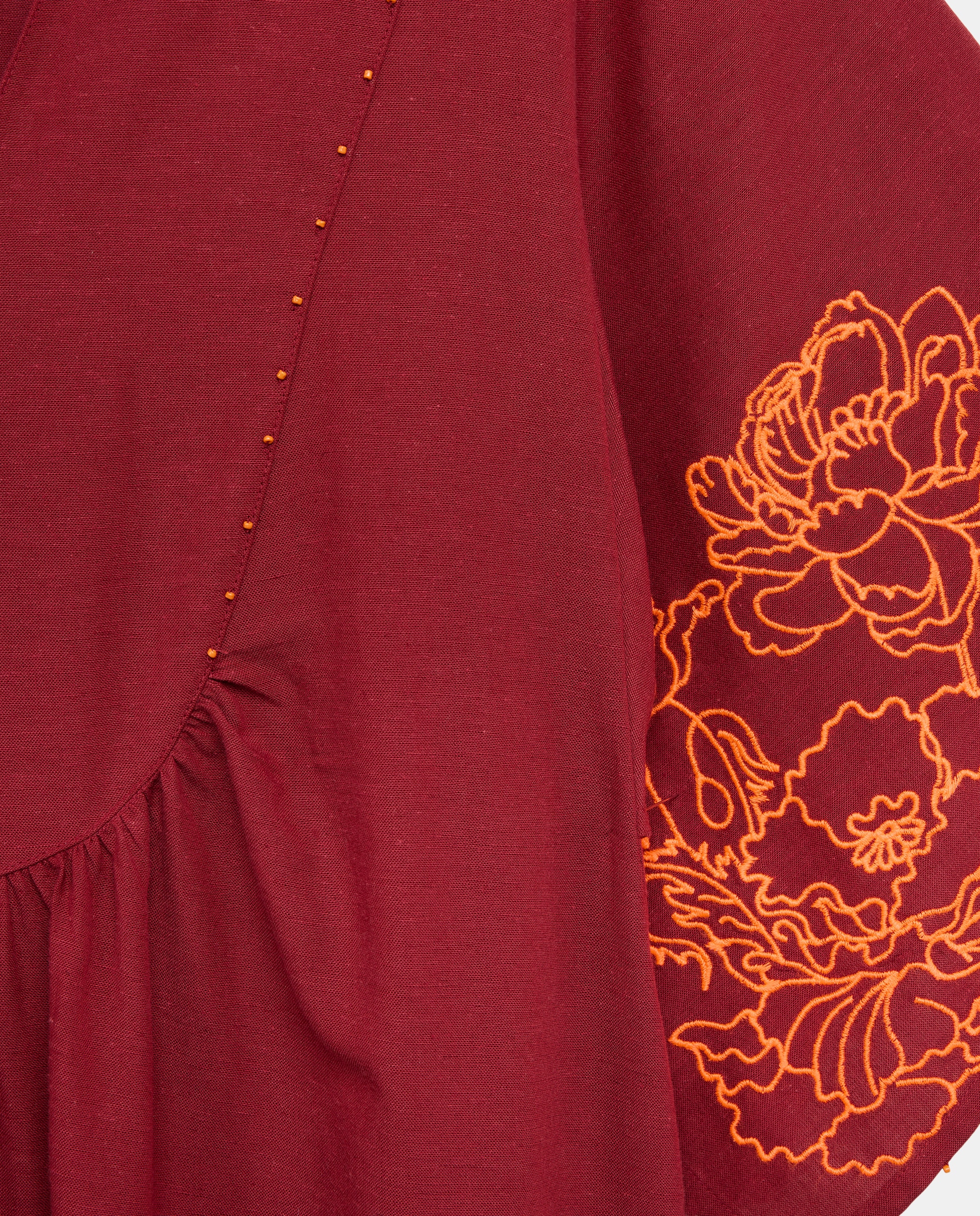 Kaftan com Trabalho Bordado nas Mangas 600 Vermelho-3