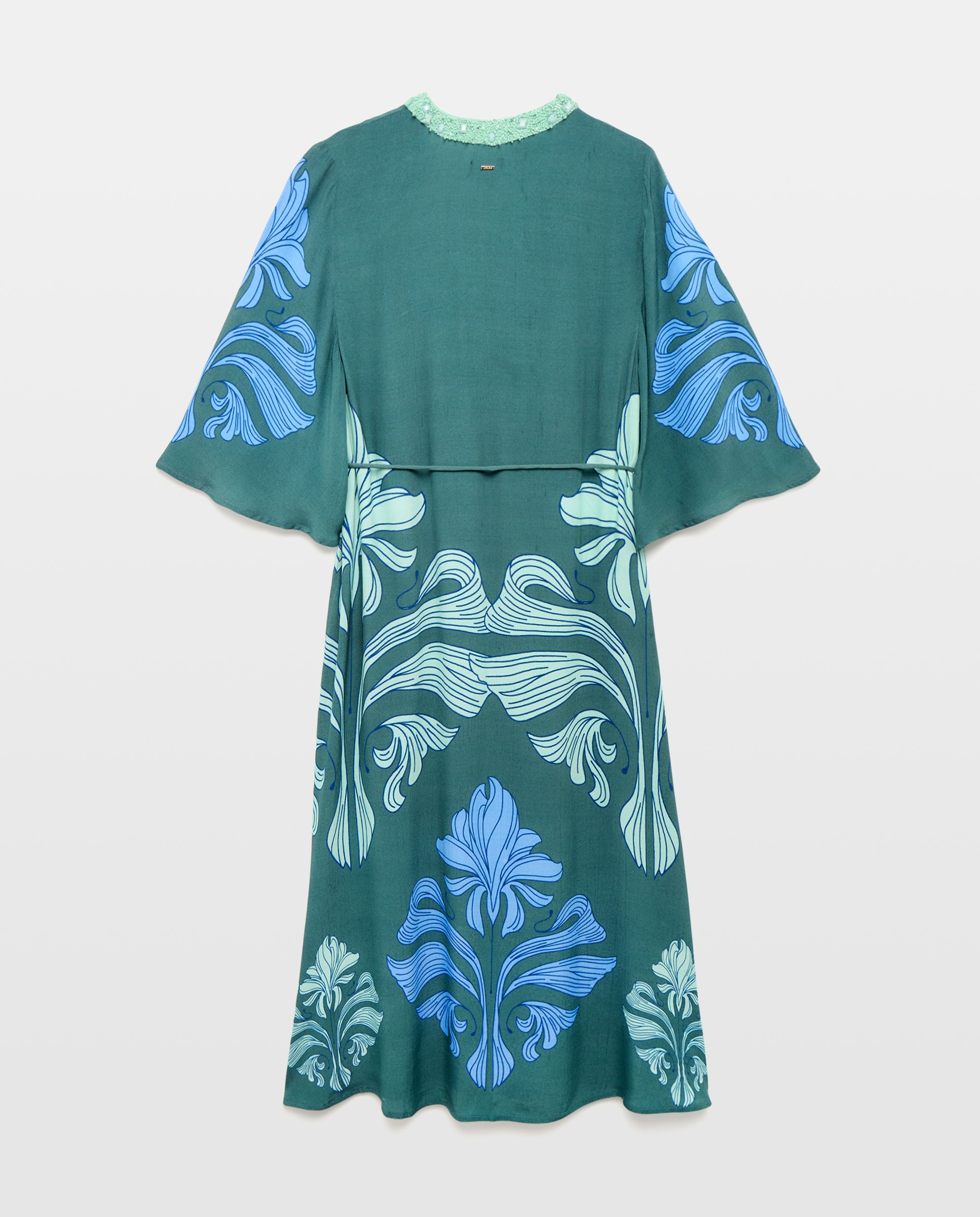 Kaftan com Trabalho de Pedraria no Decote Verde-2
