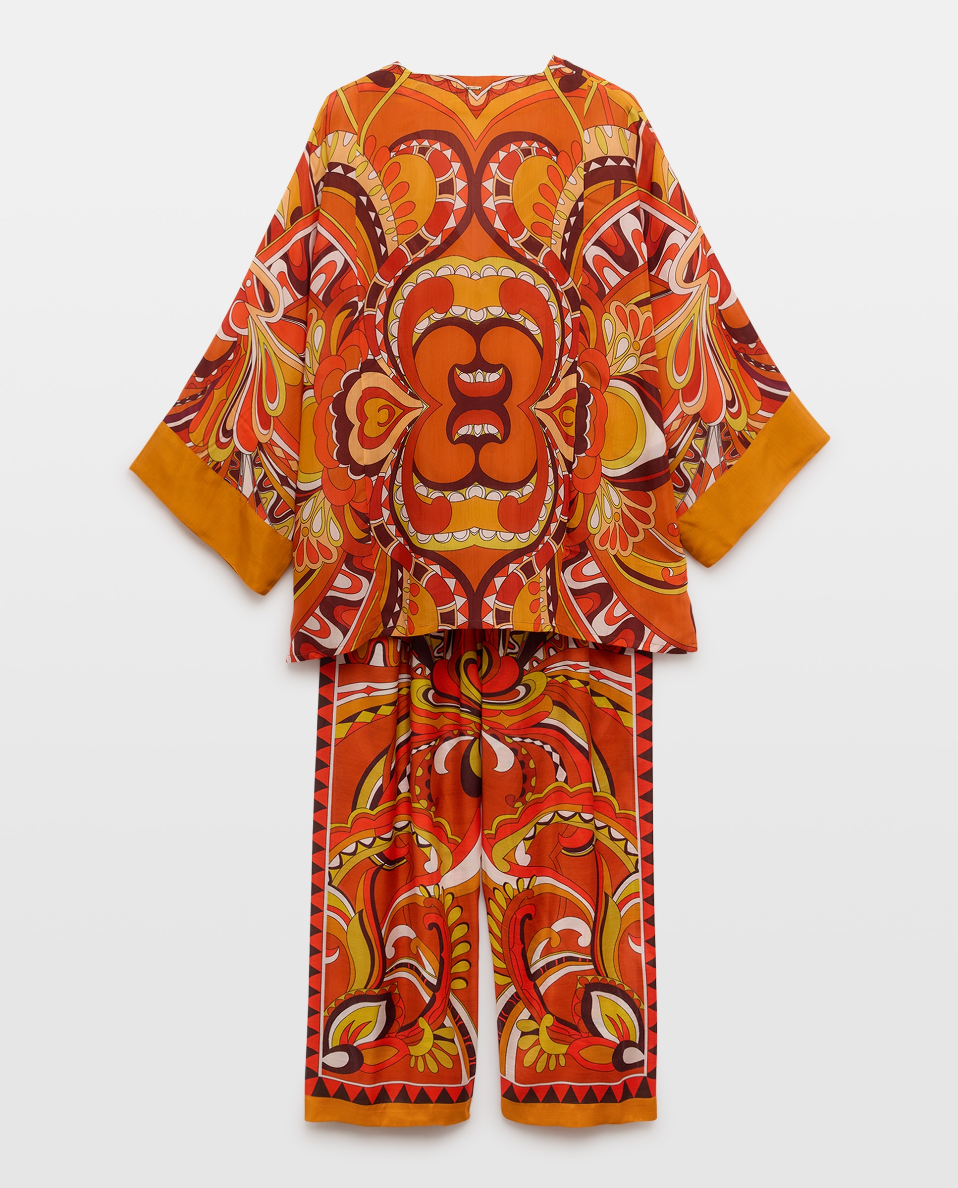 Conjunto com Estampado dos Anos Setenta Castanho-2
