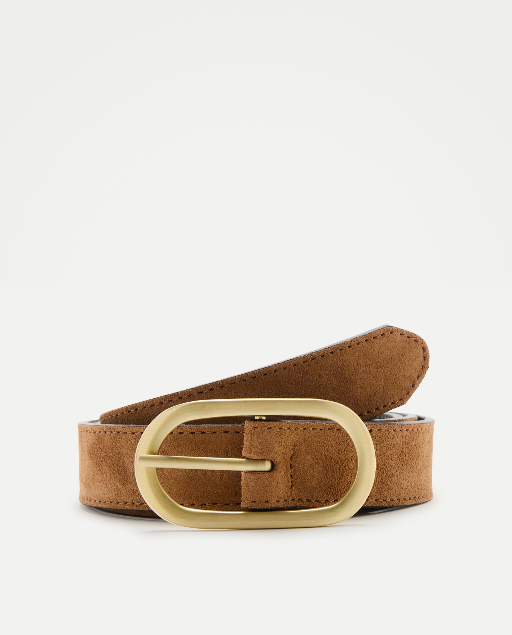Cinturón de piel con hebilla ovalada mate - Latouche - 730 Camel 730 Camel-1