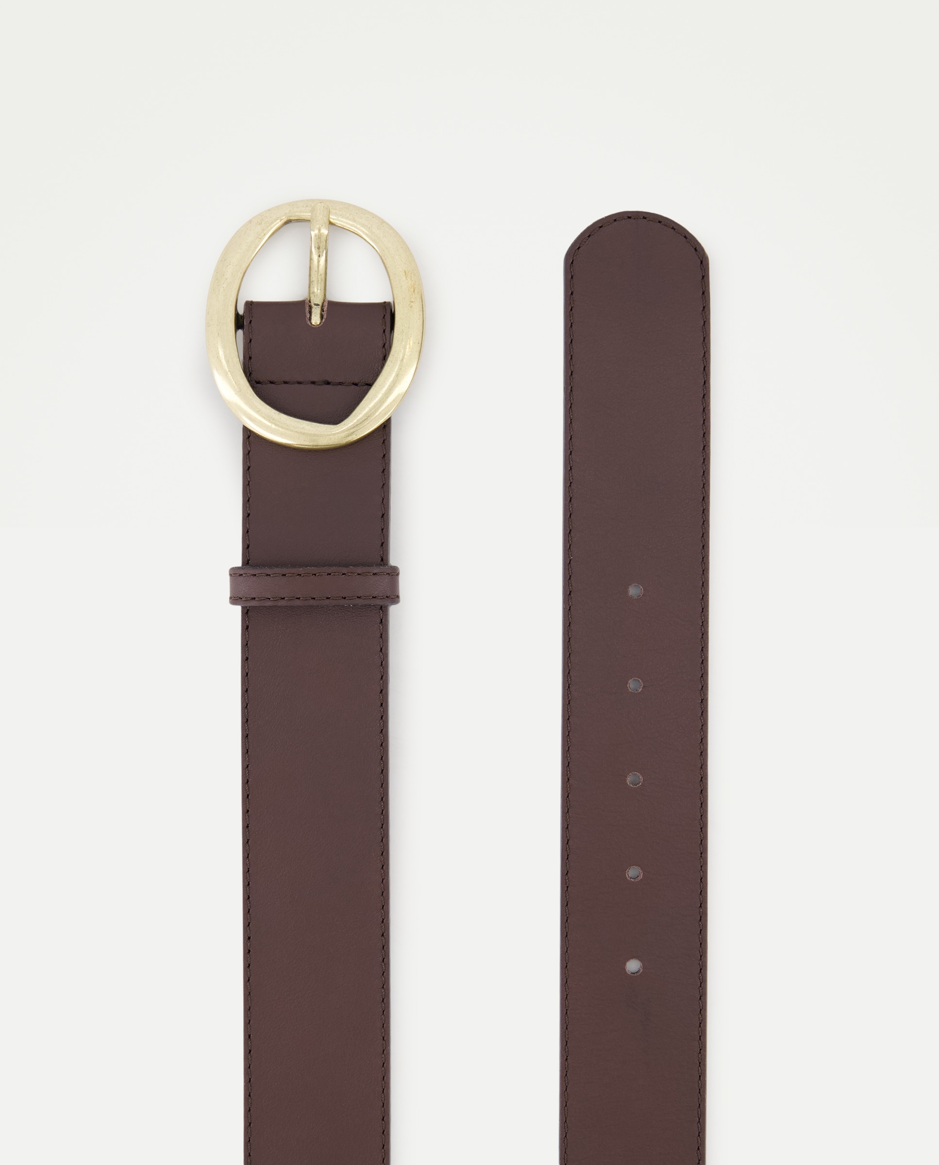 Cinto em Pele com Fivela Assimétrica Chocolate-2
